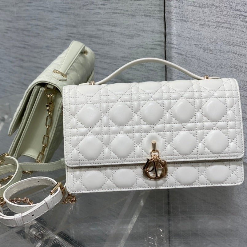 Dior Miss CD Top Handle White Lambskin Bag