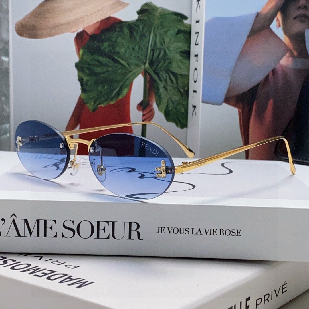FENDI Frameless Cat-Eye Metal Sunglasses