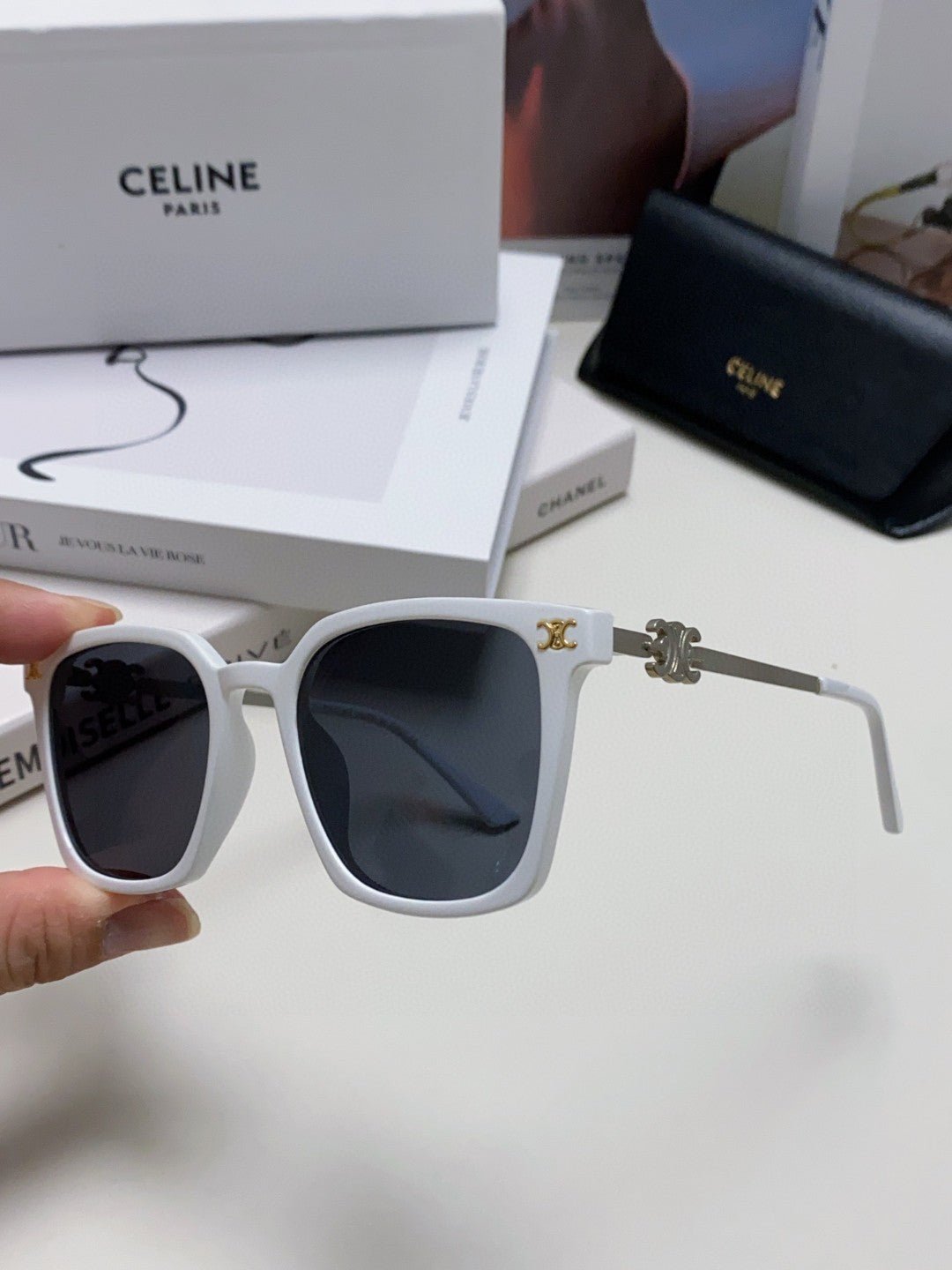 CELINE White Frame Dark Shades - Image 6