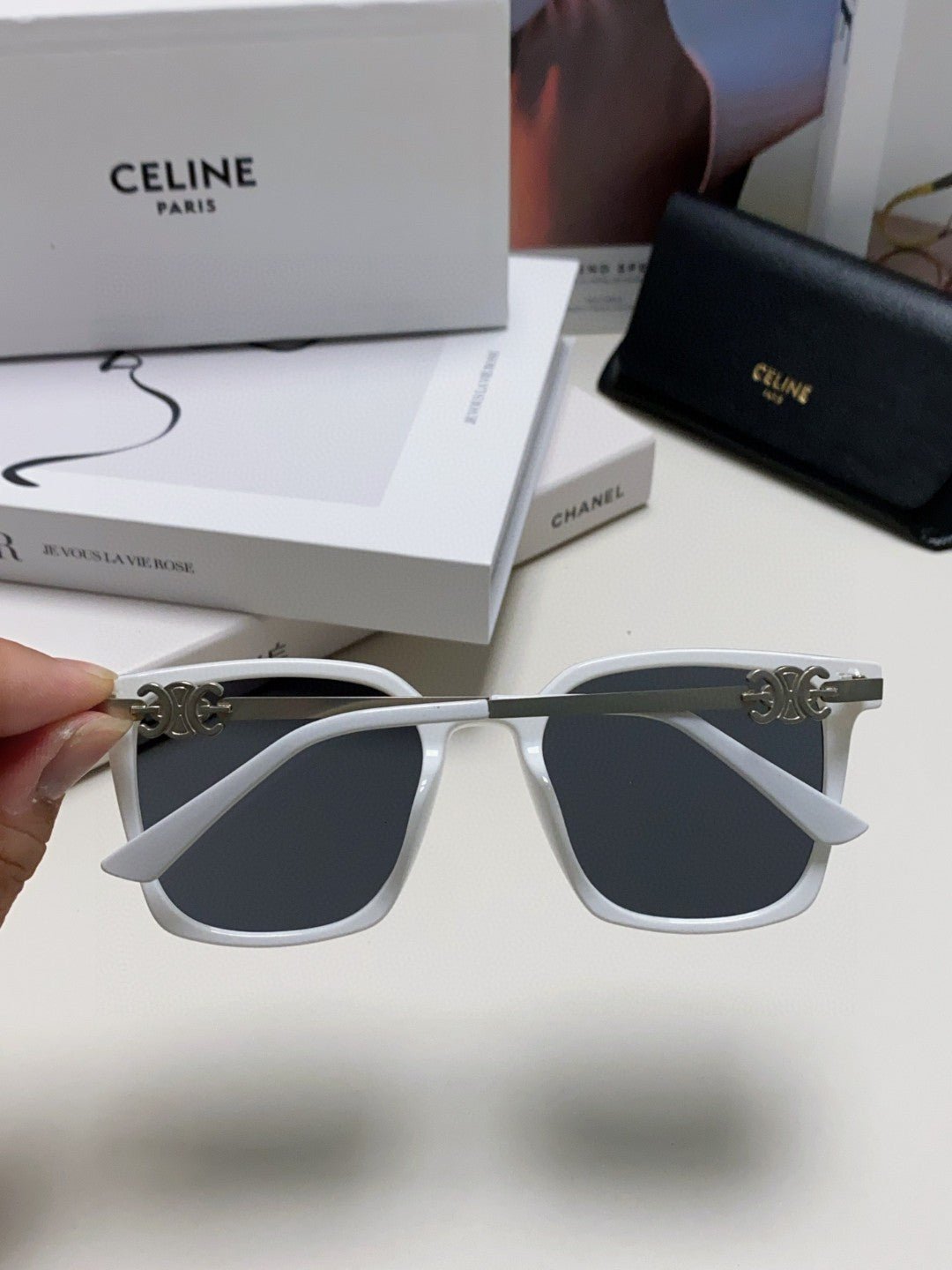 CELINE White Frame Dark Shades - Image 7