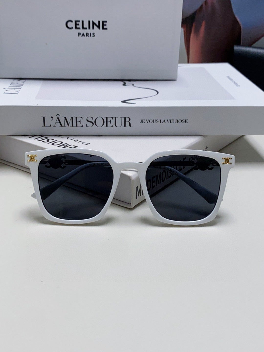 CELINE White Frame Dark Shades - Image 8