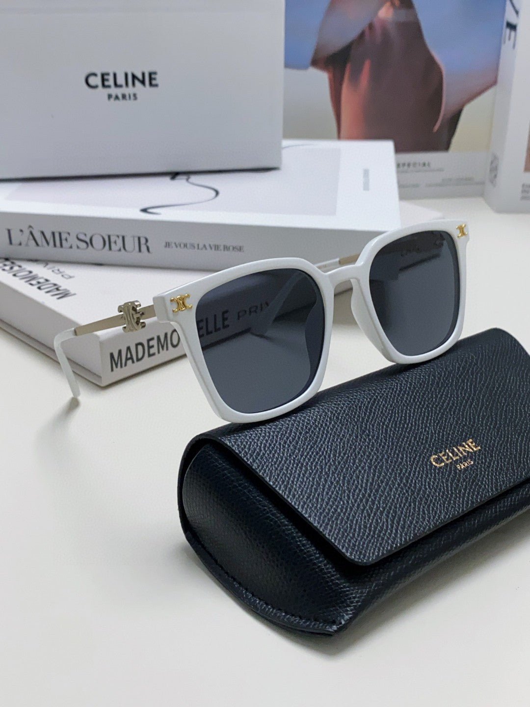 CELINE White Frame Dark Shades - Image 9