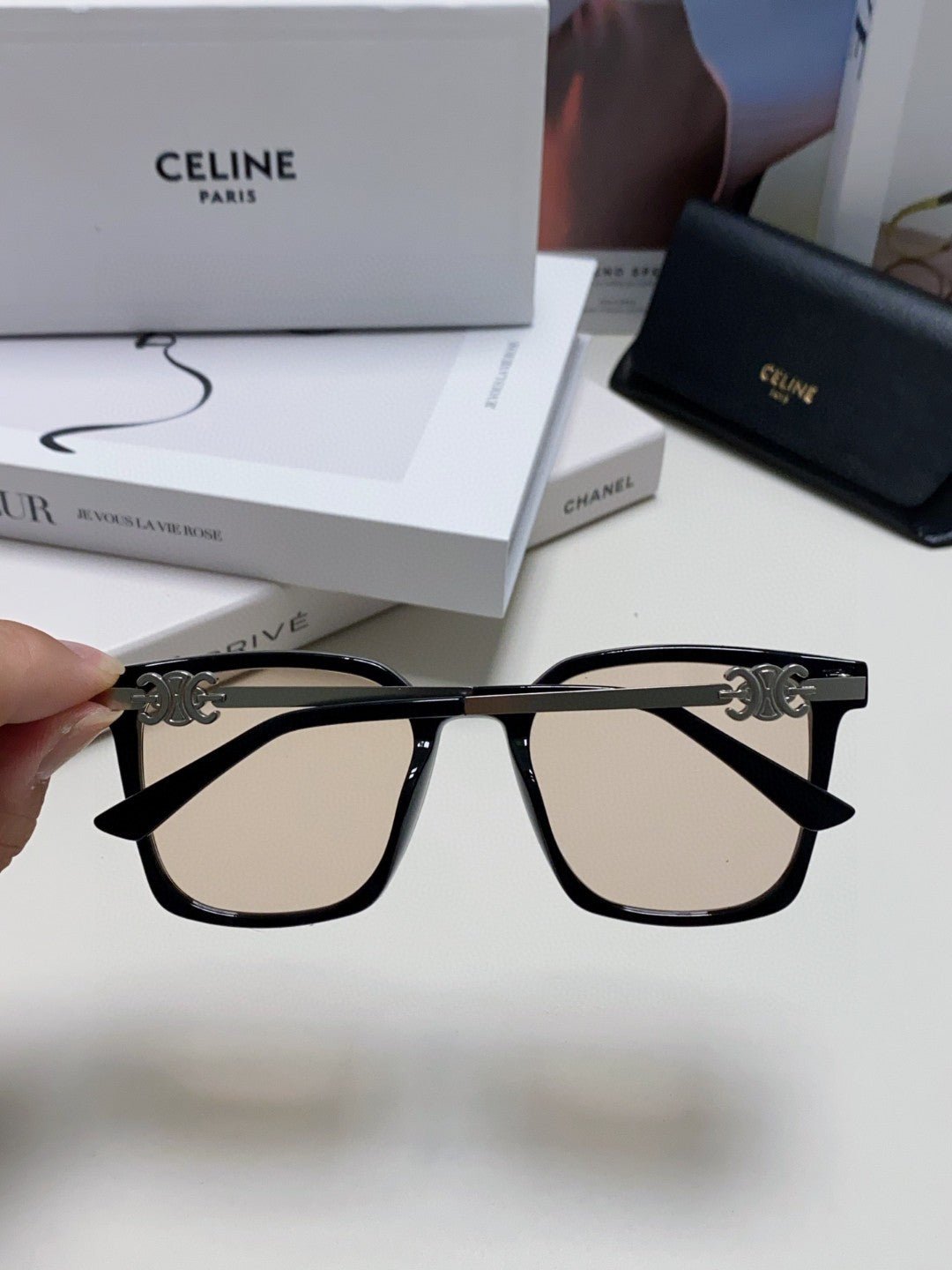 TRIOMPHE SUNGLASS 497818 IN SILVER METAL LIGHT BROWN LENSES - Image 8