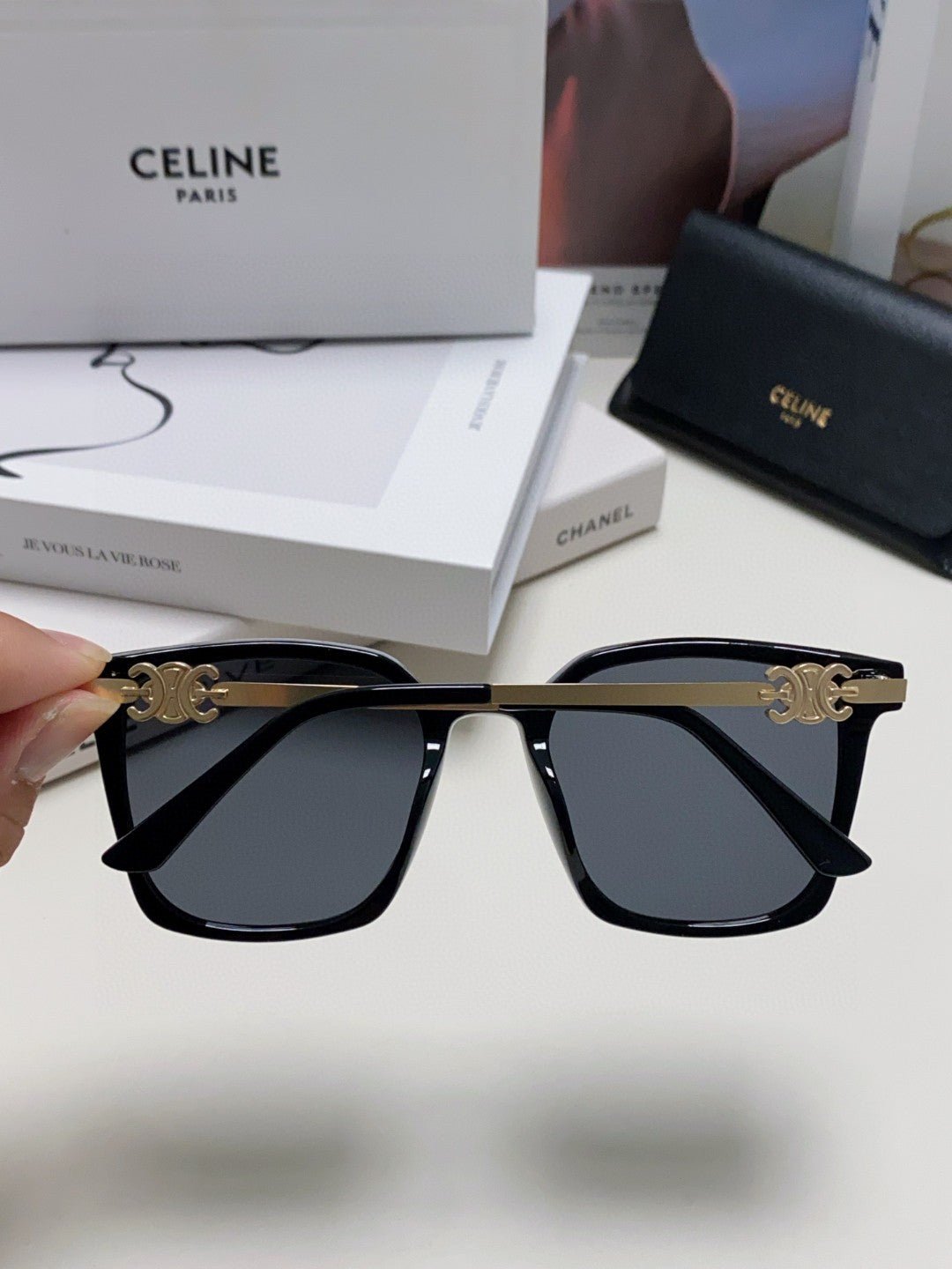 CELINE Black Solid Lens Eyewear - Image 7