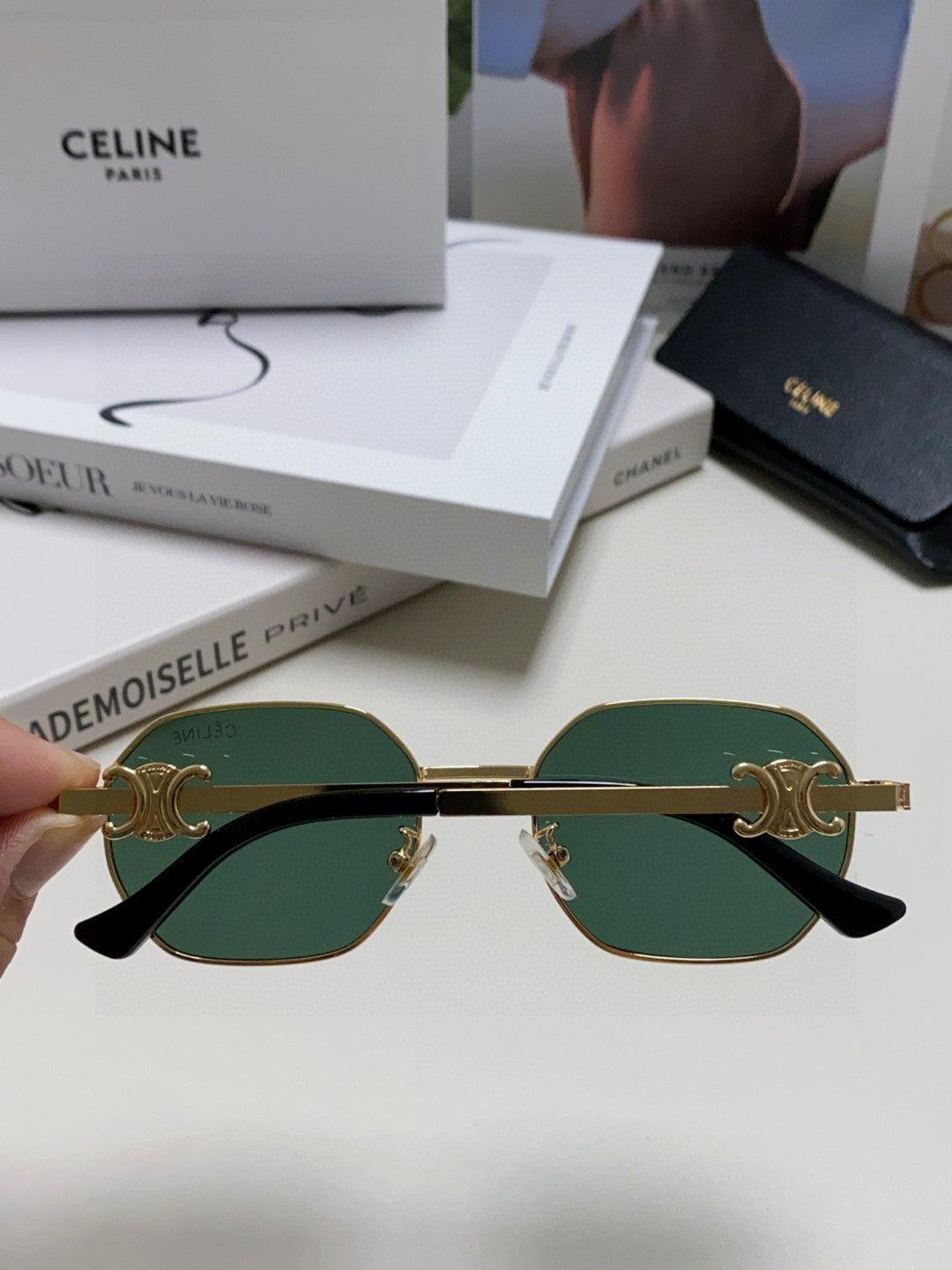 CELINE Gold Octagon Green Shades - Image 3