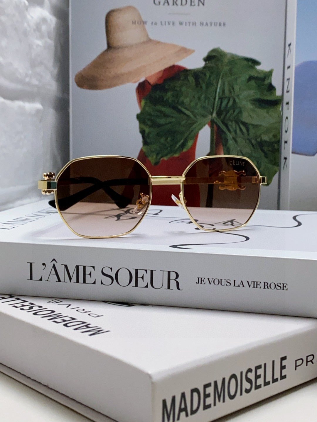 Alternative view of TRIOMPHE SUNGLASS 497822 IN GOLD METAL BROWN SMOKE LENSES