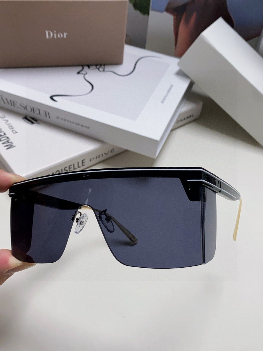Dior Black Metal Shield Purple Gradient Sunglasses - Image 5