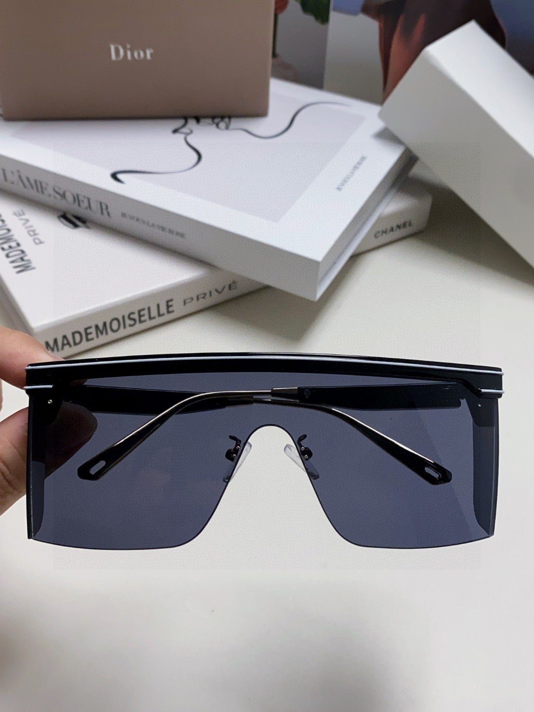 Dior Black Metal Shield Purple Gradient Sunglasses - Image 6