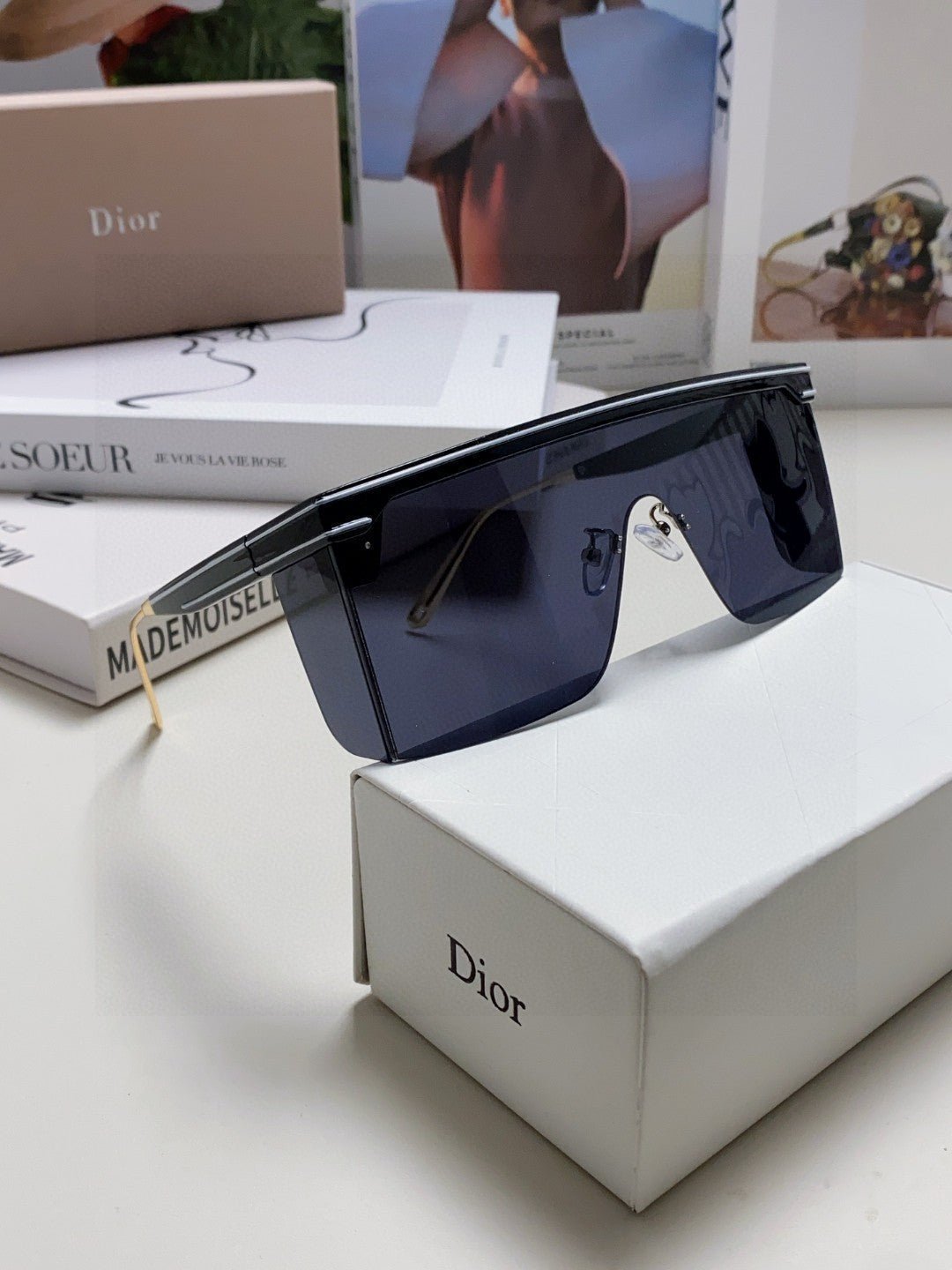 Dior Black Metal Shield Purple Gradient Sunglasses - Image 7