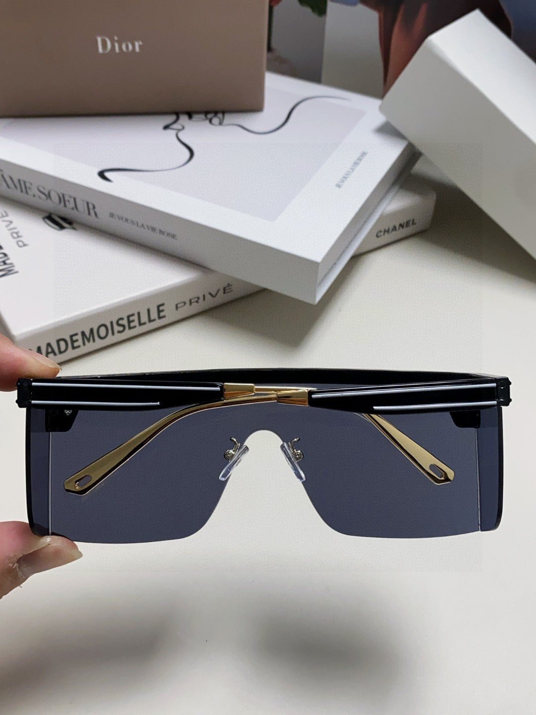Dior Black Metal Shield Purple Gradient Sunglasses - Image 8