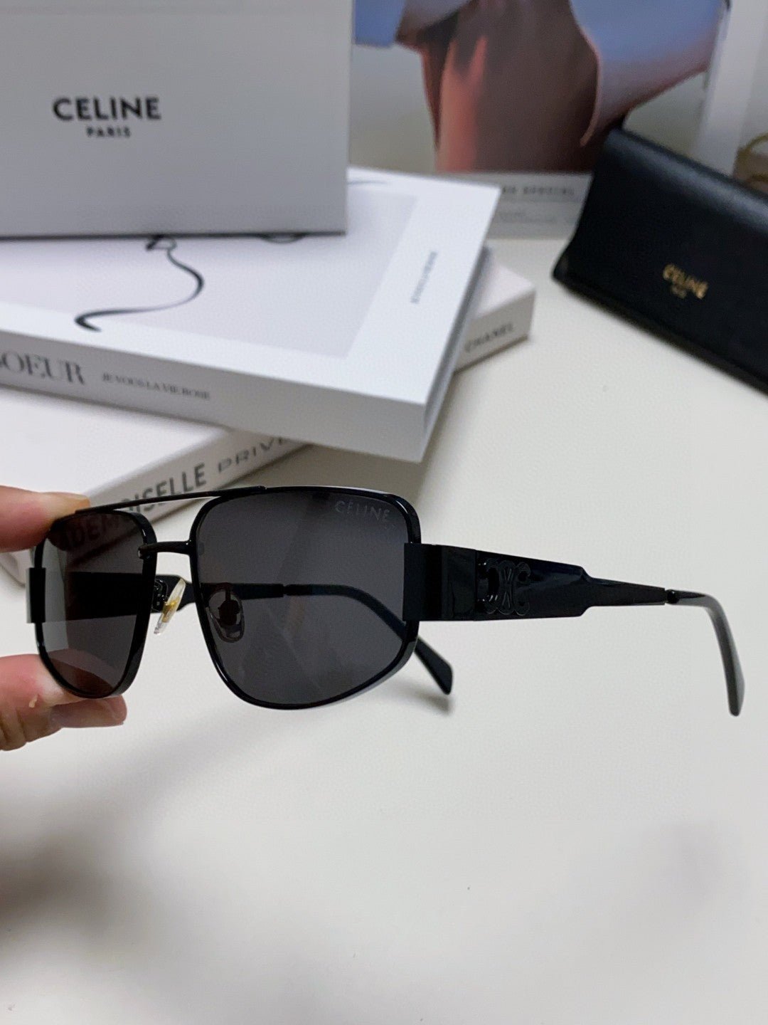 CELINE Black Pilot Sunglasses - Image 6