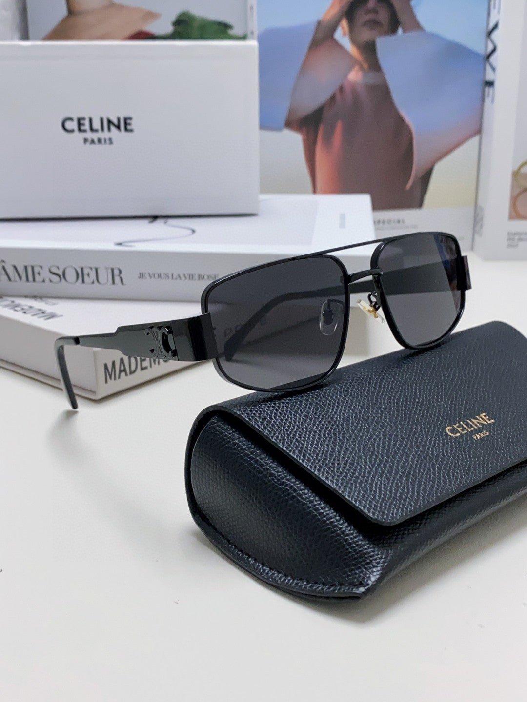 CELINE Black Pilot Sunglasses - Image 7