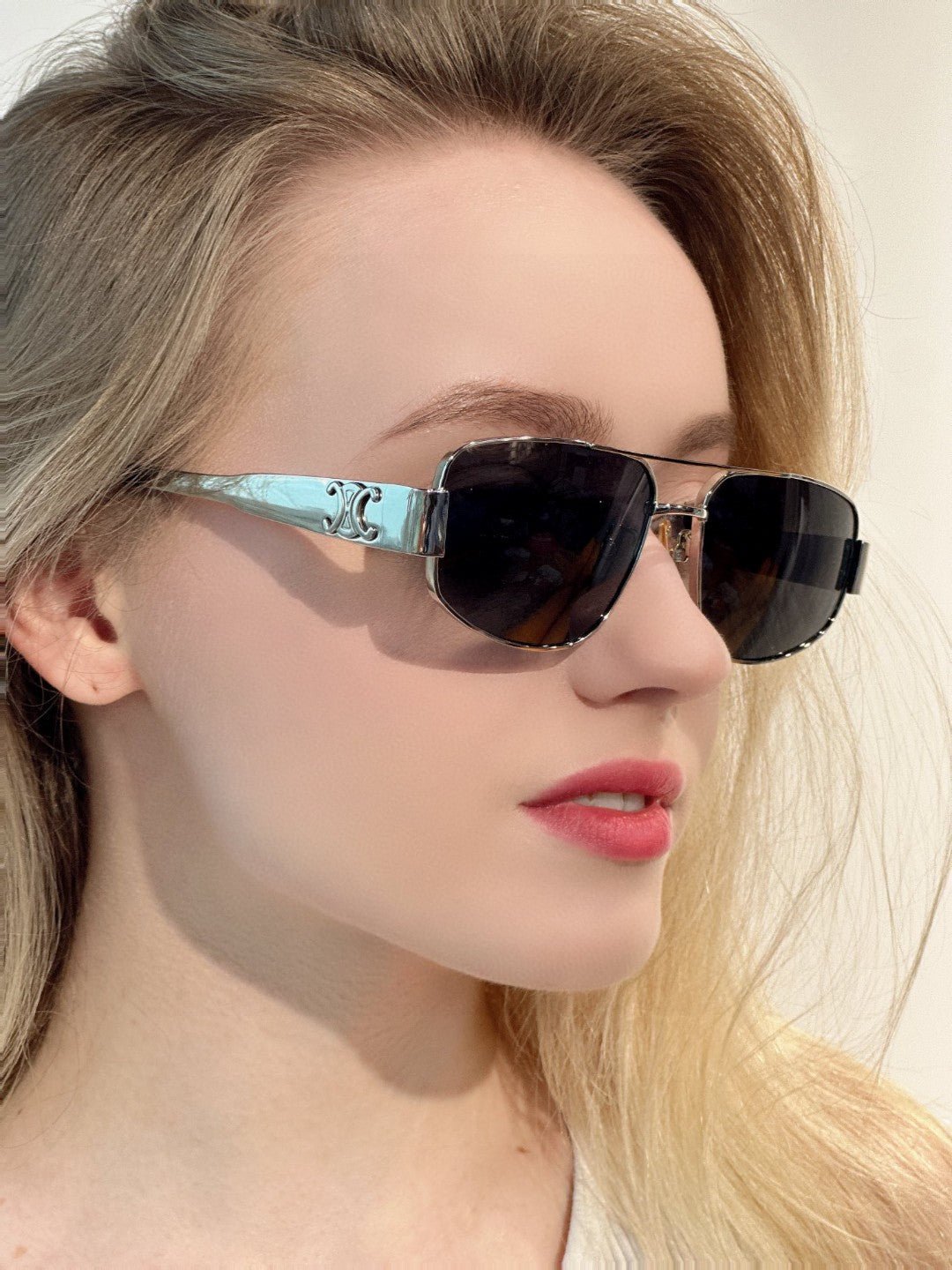 TRIOMPHE SUNGLASS 512999 IN SILVER METAL BLACK LENSES - Image 9