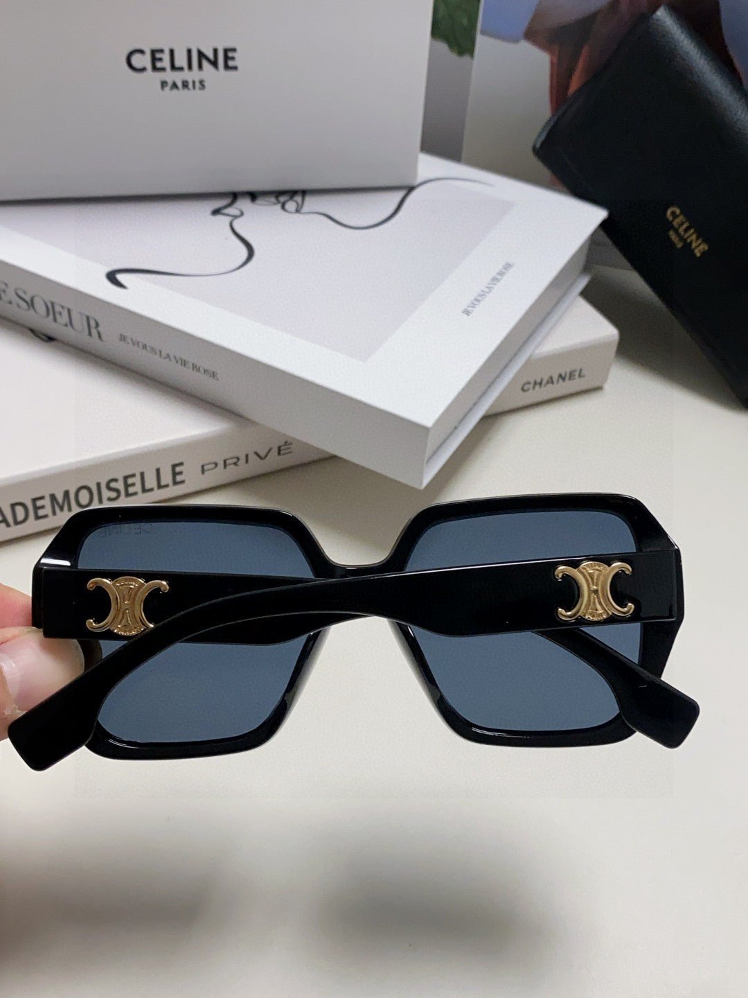 CELINE Black Hexagon Dark Lens Shades - Image 6