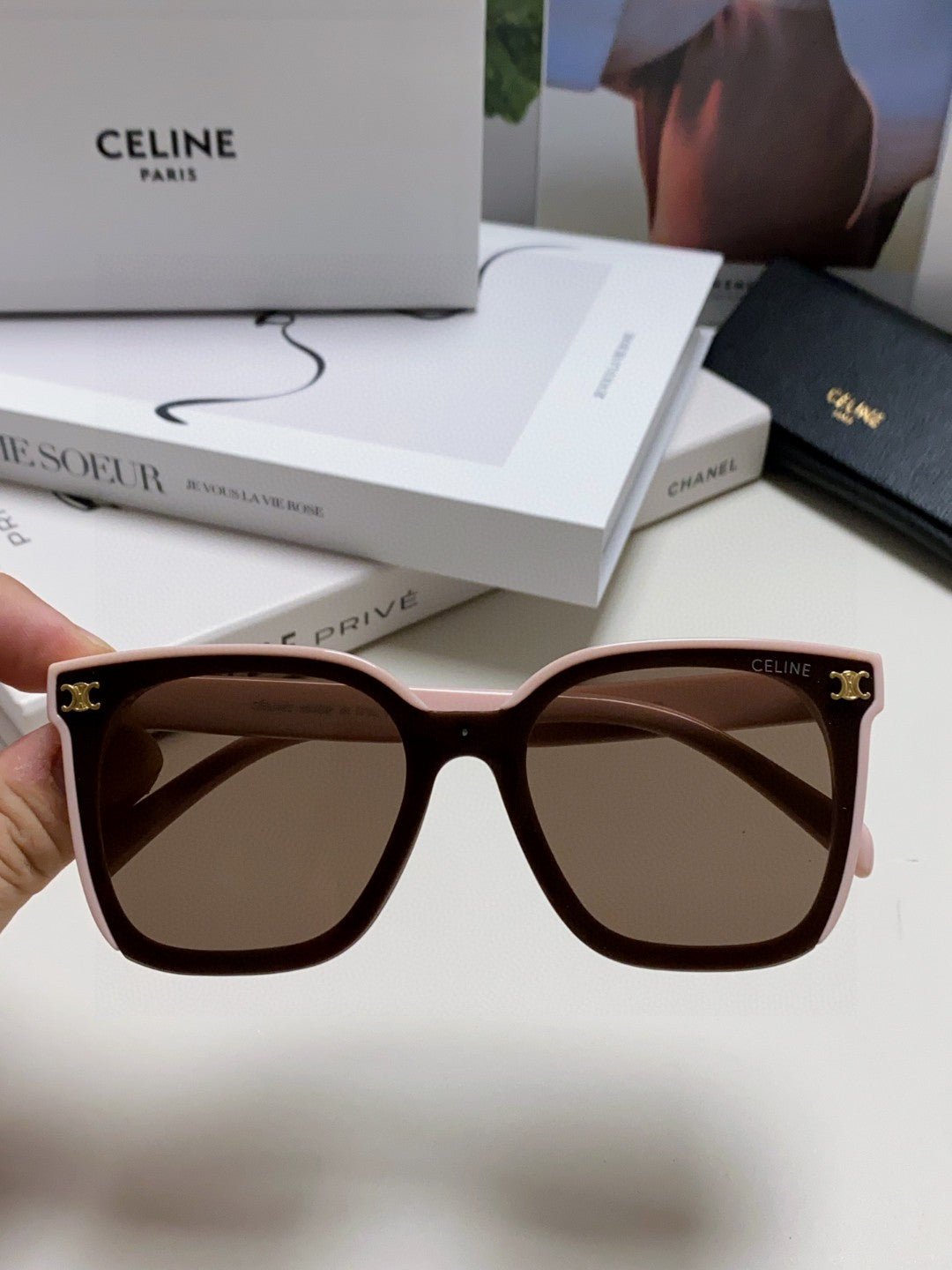 CELINE Two-Tone Pink Brown Shades - Image 3