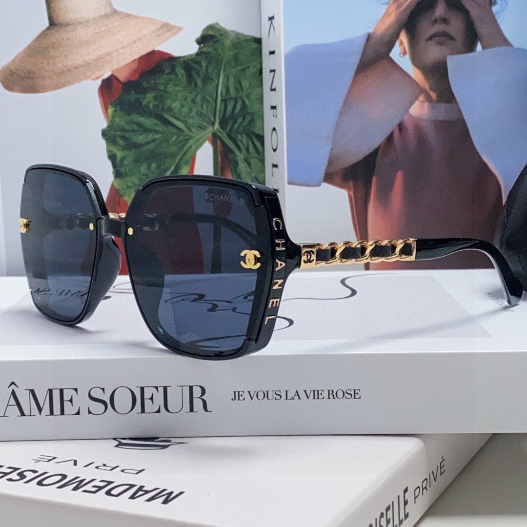 CHANEL SQUARE SUNGLASSES 632876 IN BLACK ACETATE