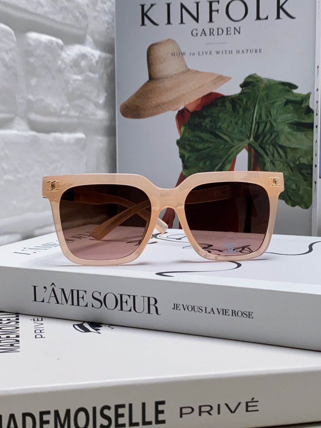 Alternative view of CHANEL SQUARE SUNGLASSES 632877 IN PINK CLEAR ACETATE