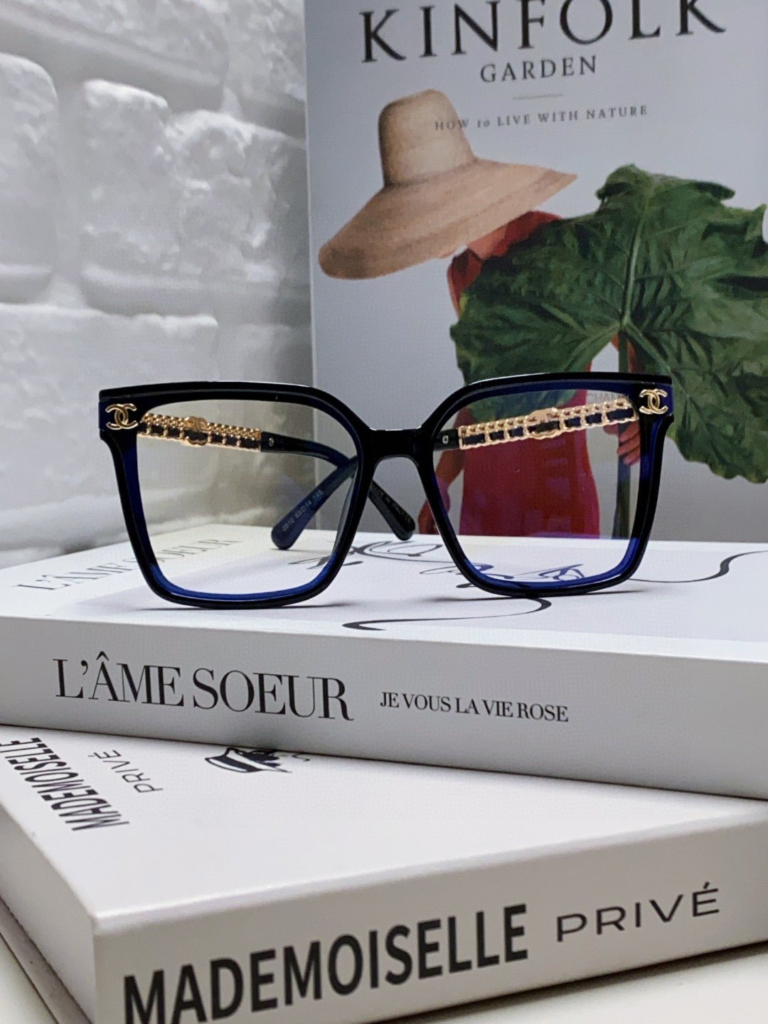 Alternative view of CHANEL SQUARE SUNGLASSES 632882 IN BLACK ACETATE CLEAR LENSES