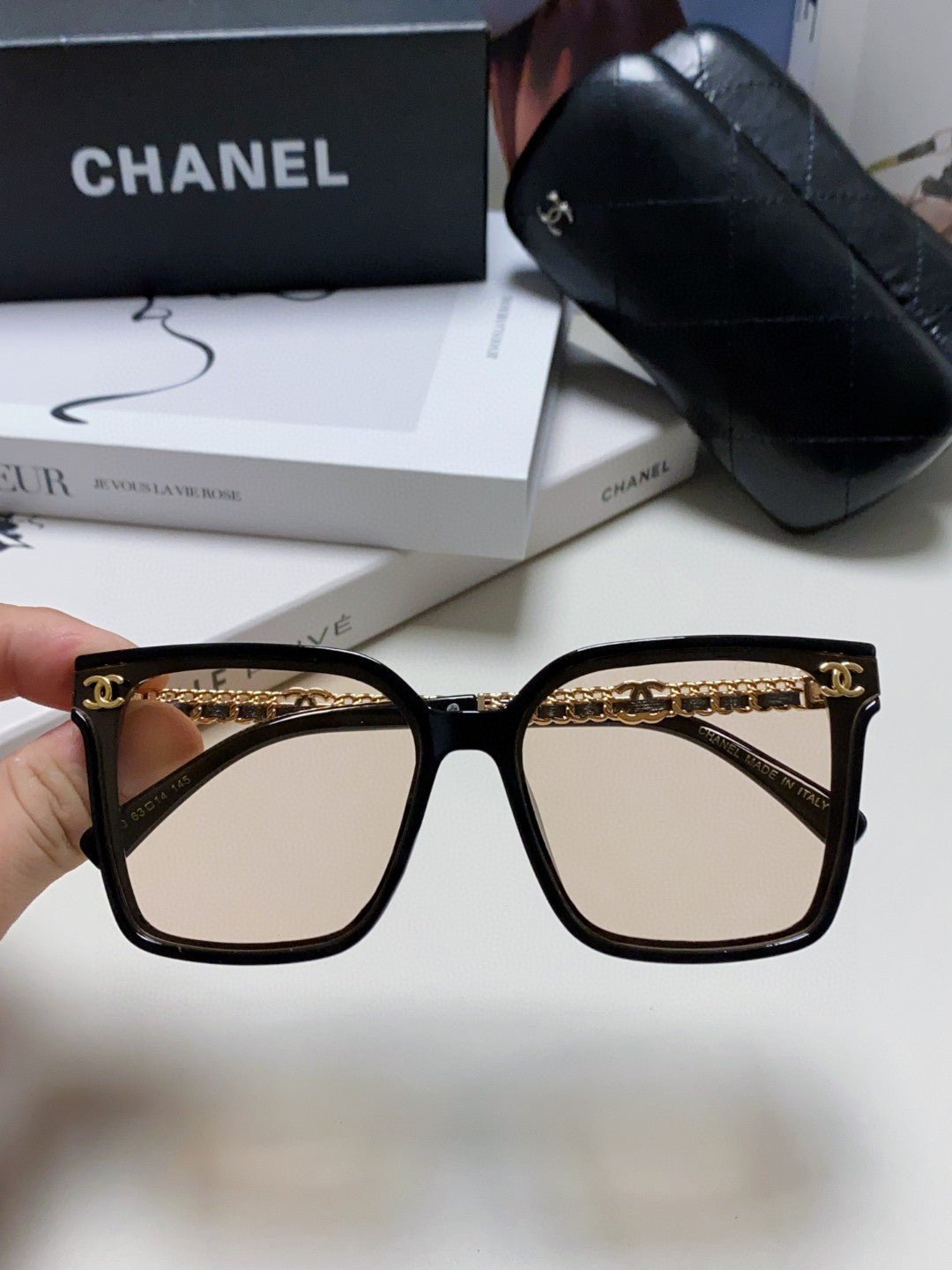Chanel Gold Chain Square Sunglasses - Image 5