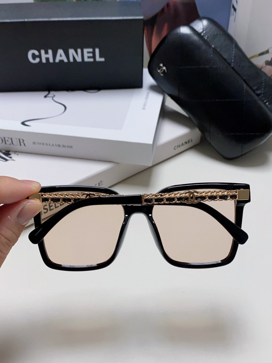 Chanel Gold Chain Square Sunglasses - Image 6