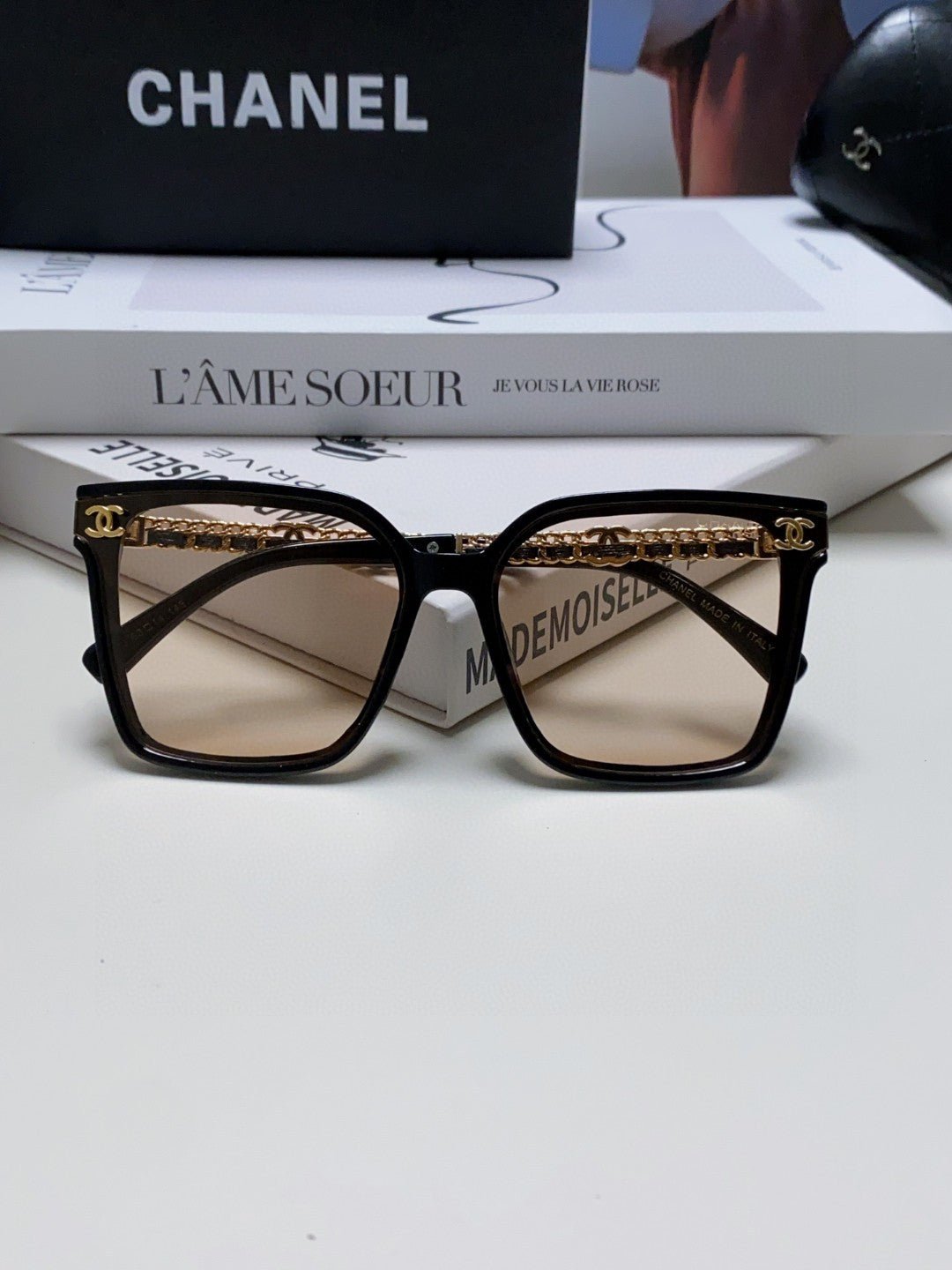 Chanel Gold Chain Square Sunglasses - Image 4