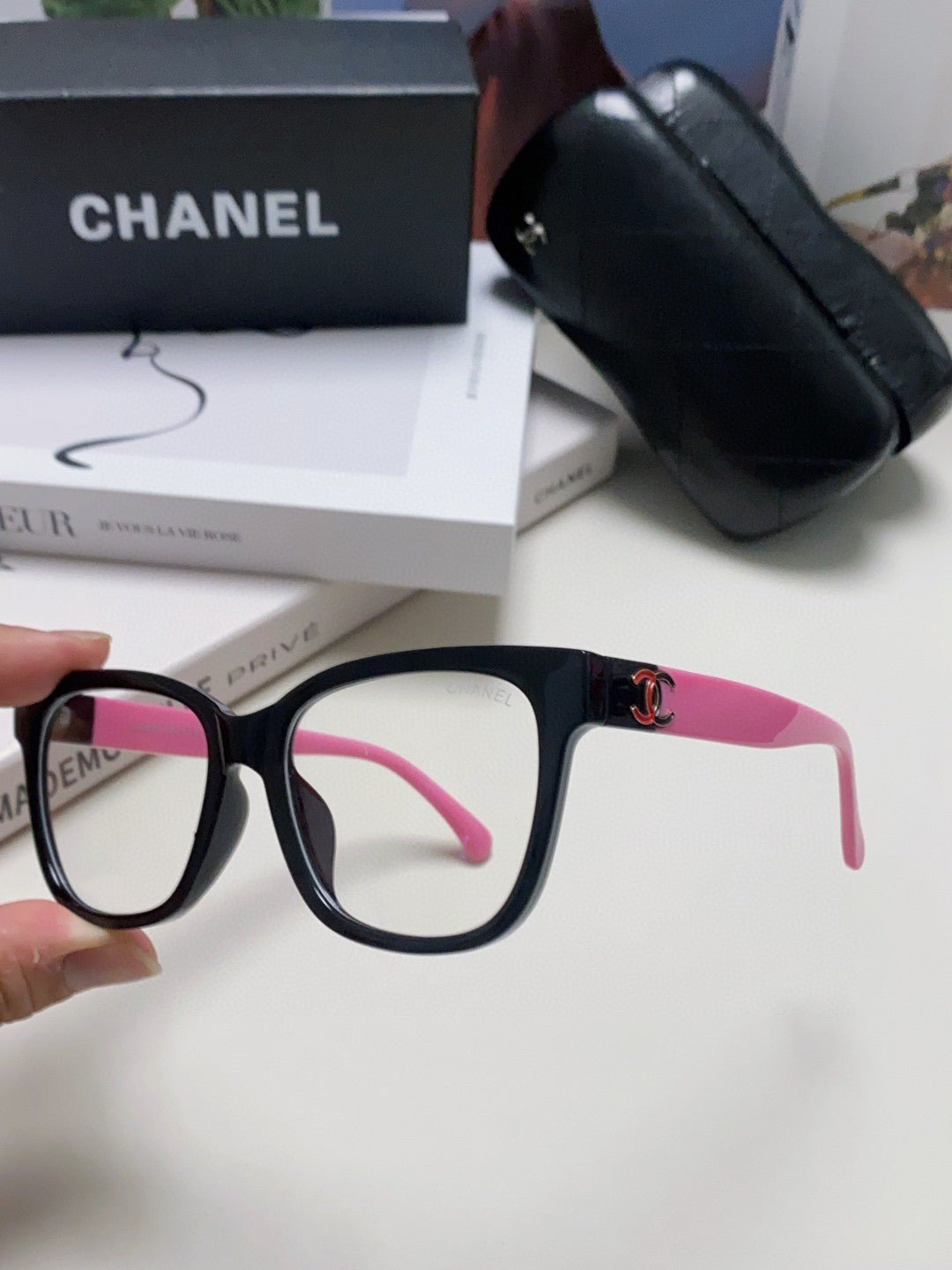 Chanel Black Pink Two-tone Eyeglasses - Image 3
