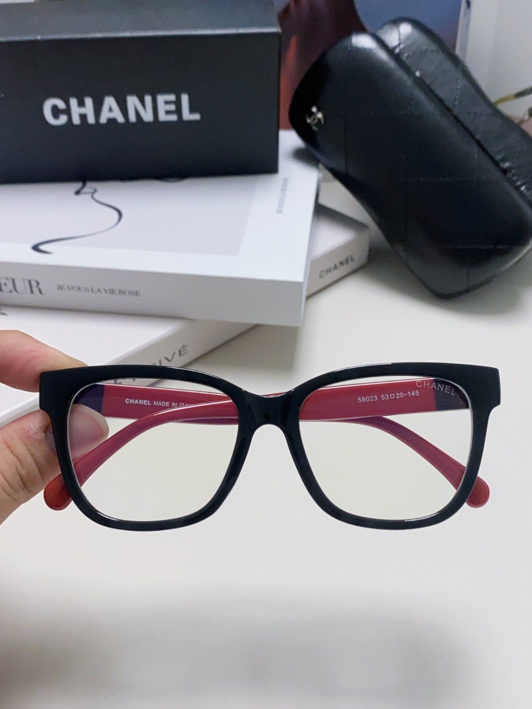 Chanel Black Red Two-tone Optical Glasses - Image 3