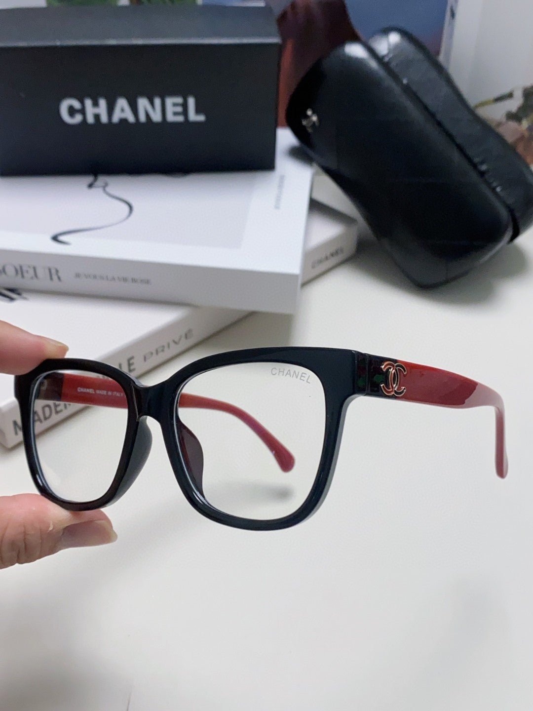 Chanel Black Red Two-tone Optical Glasses - Image 5