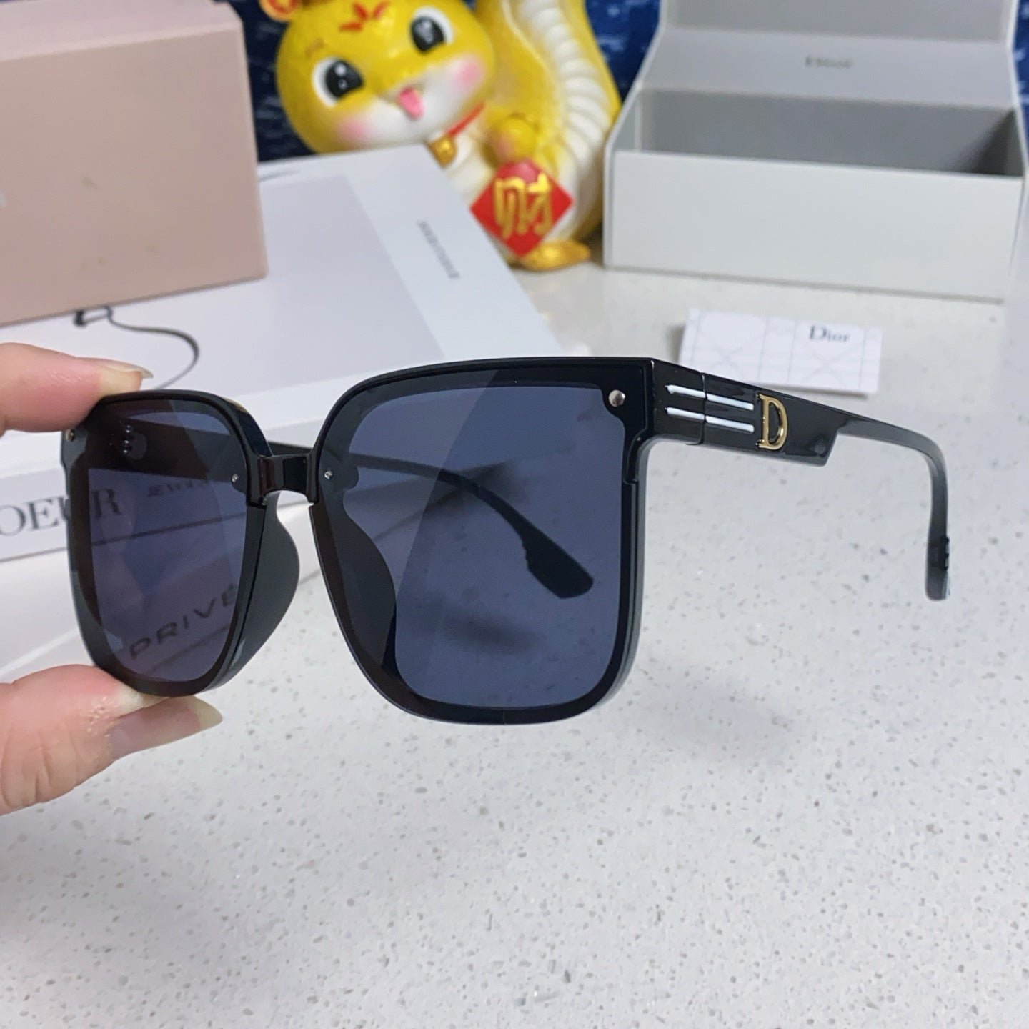DIOR MONTAIGNE SUNGLASS 560862 IN BLACK ACETATE