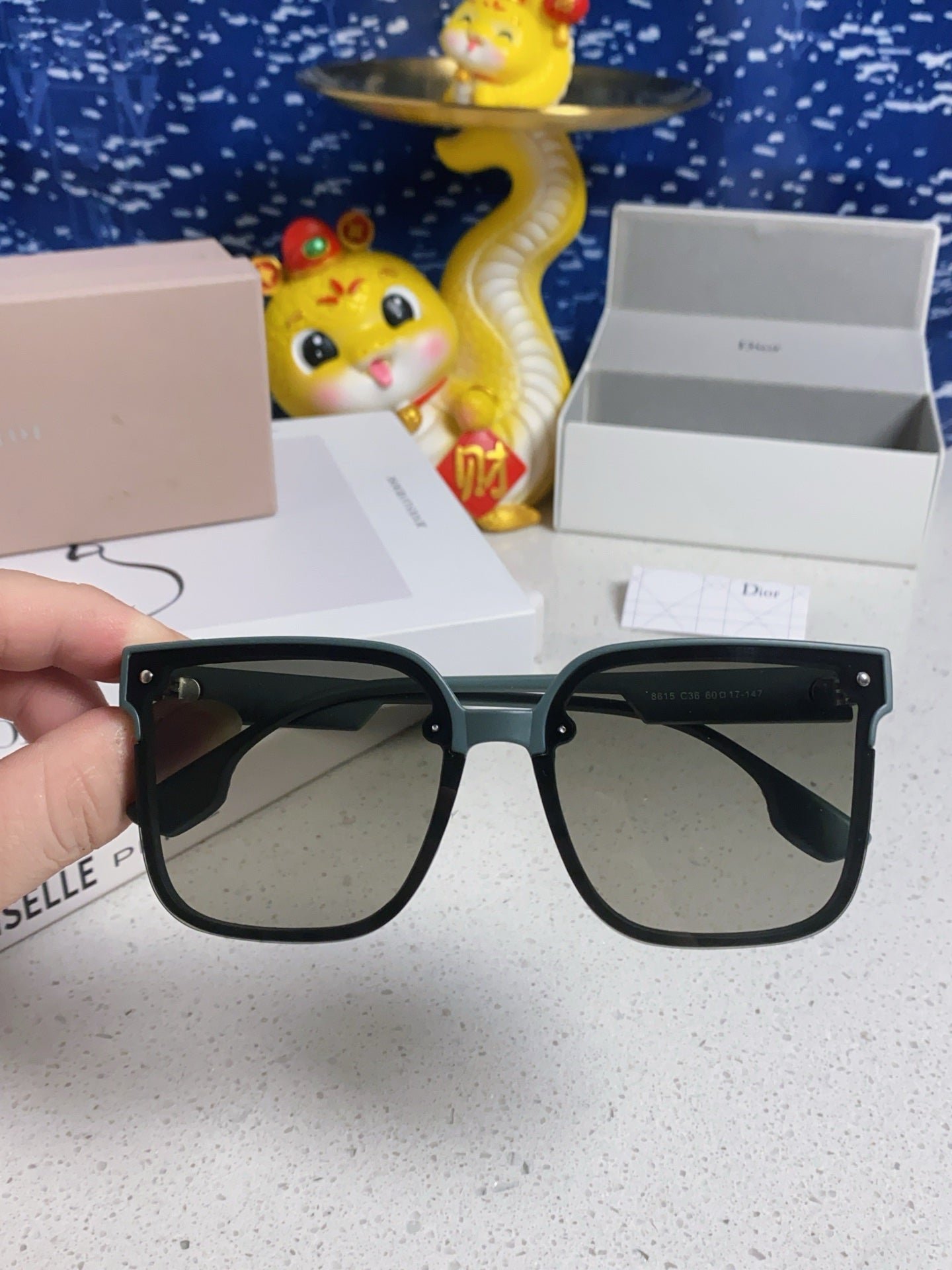 Dior Dark Metal Shield Smoke Sunglasses - Image 8