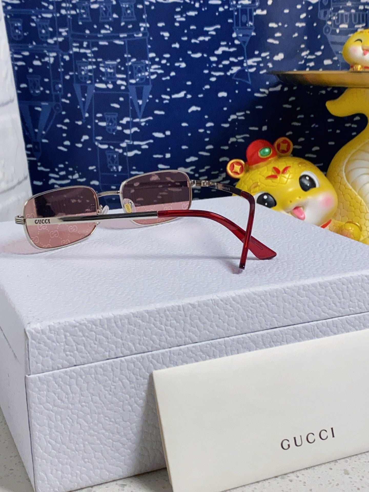 GUCCI Silver Pink Tint Eyewear - Image 8
