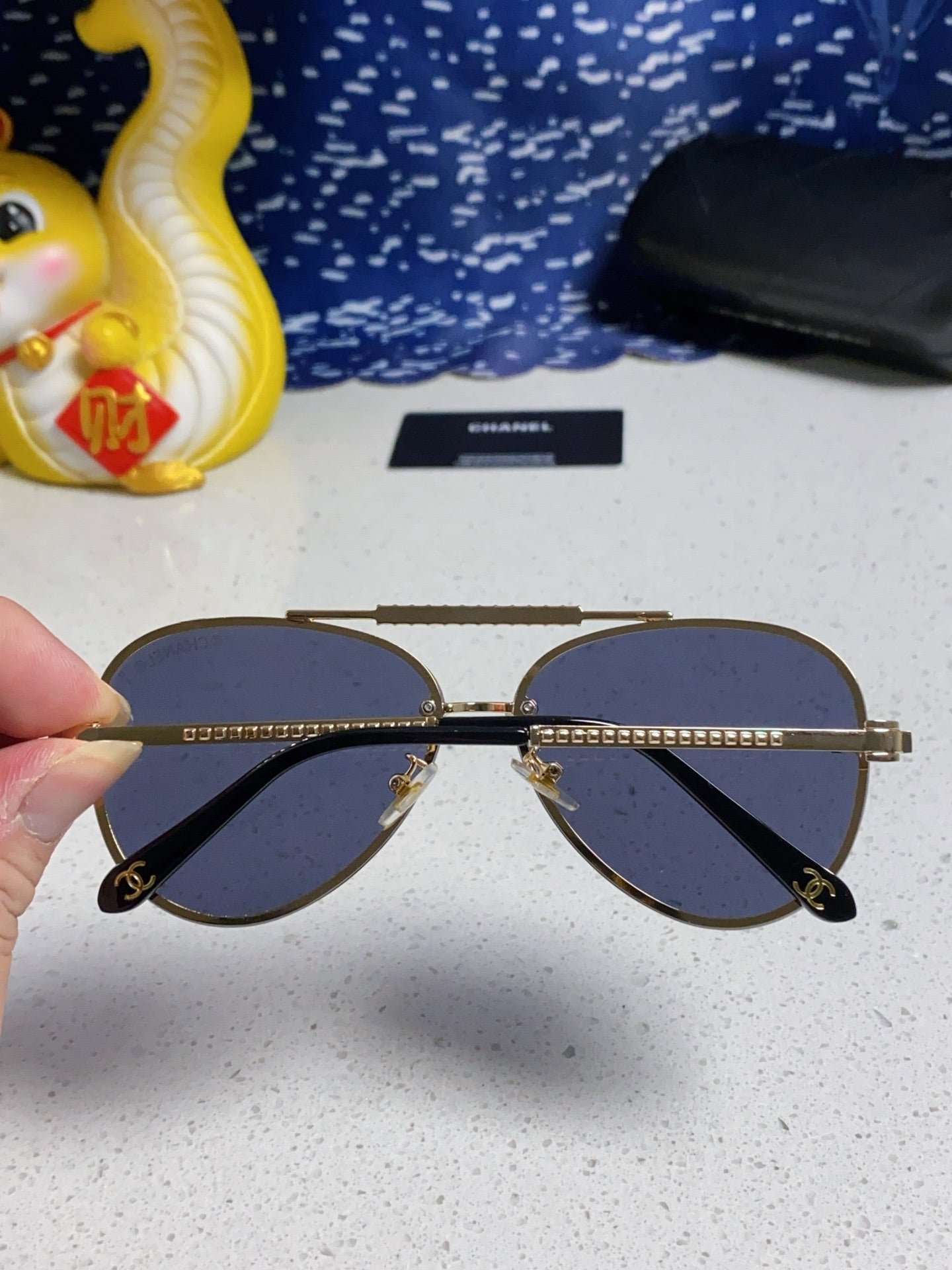 Chanel Crystal Aviator Sunglasses - Image 6