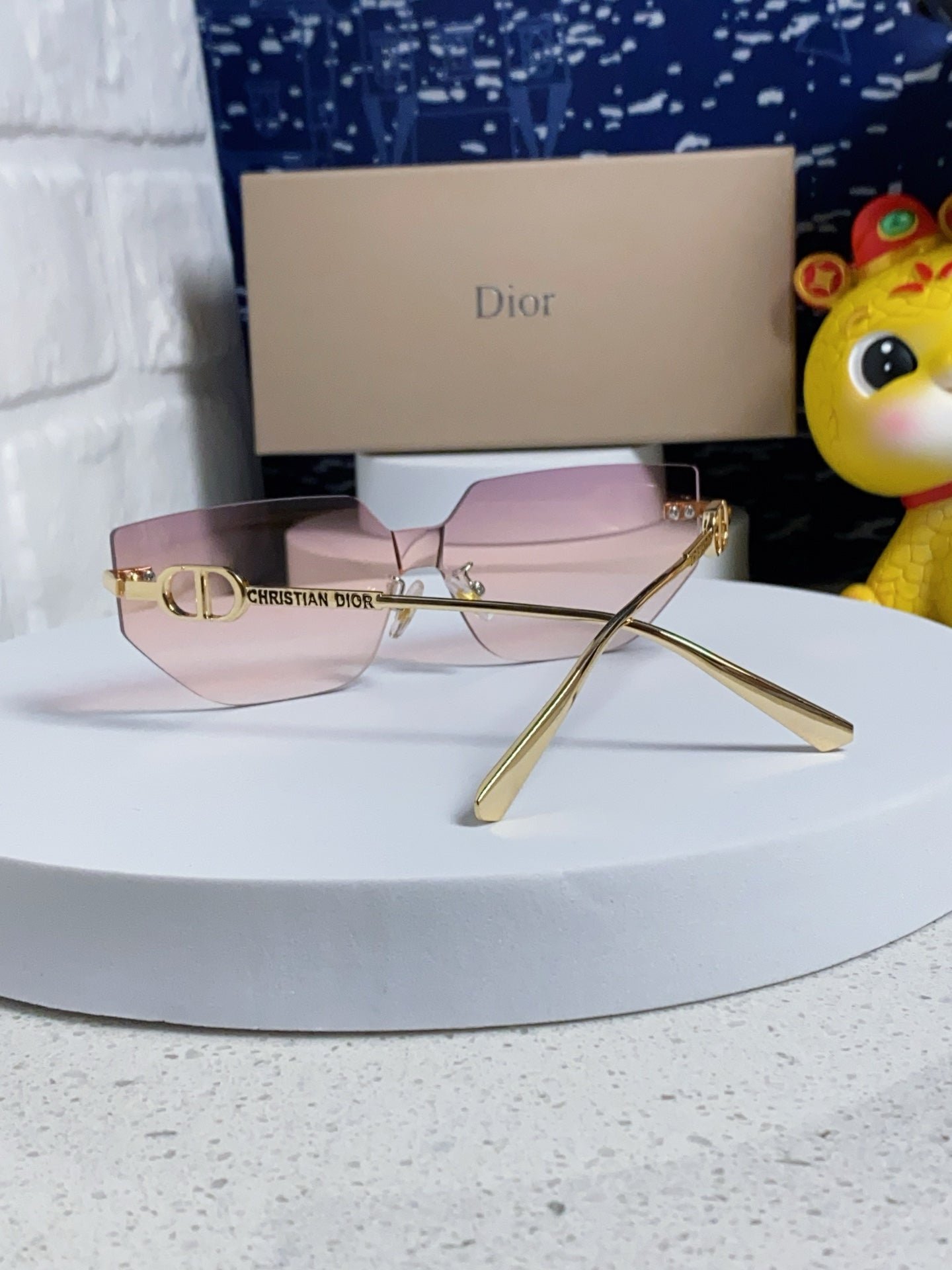 Alternative view of DIOR MONTAIGNE SUNGLASS 563191 IN GOLD METAL PINK SMOKE LENSES