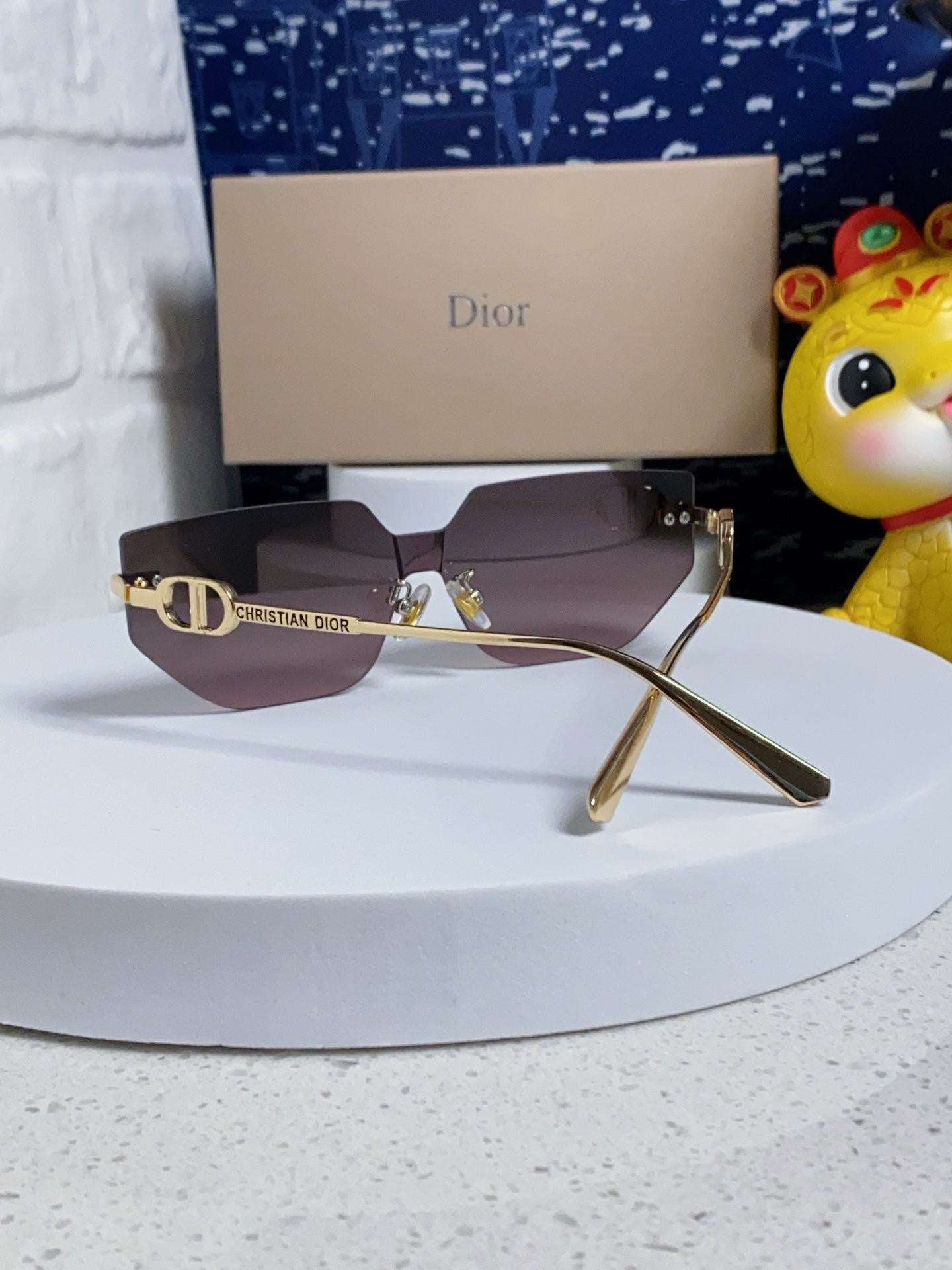 Dior Gold Metal Rimless Brown Gradient Sunglasses - Image 5
