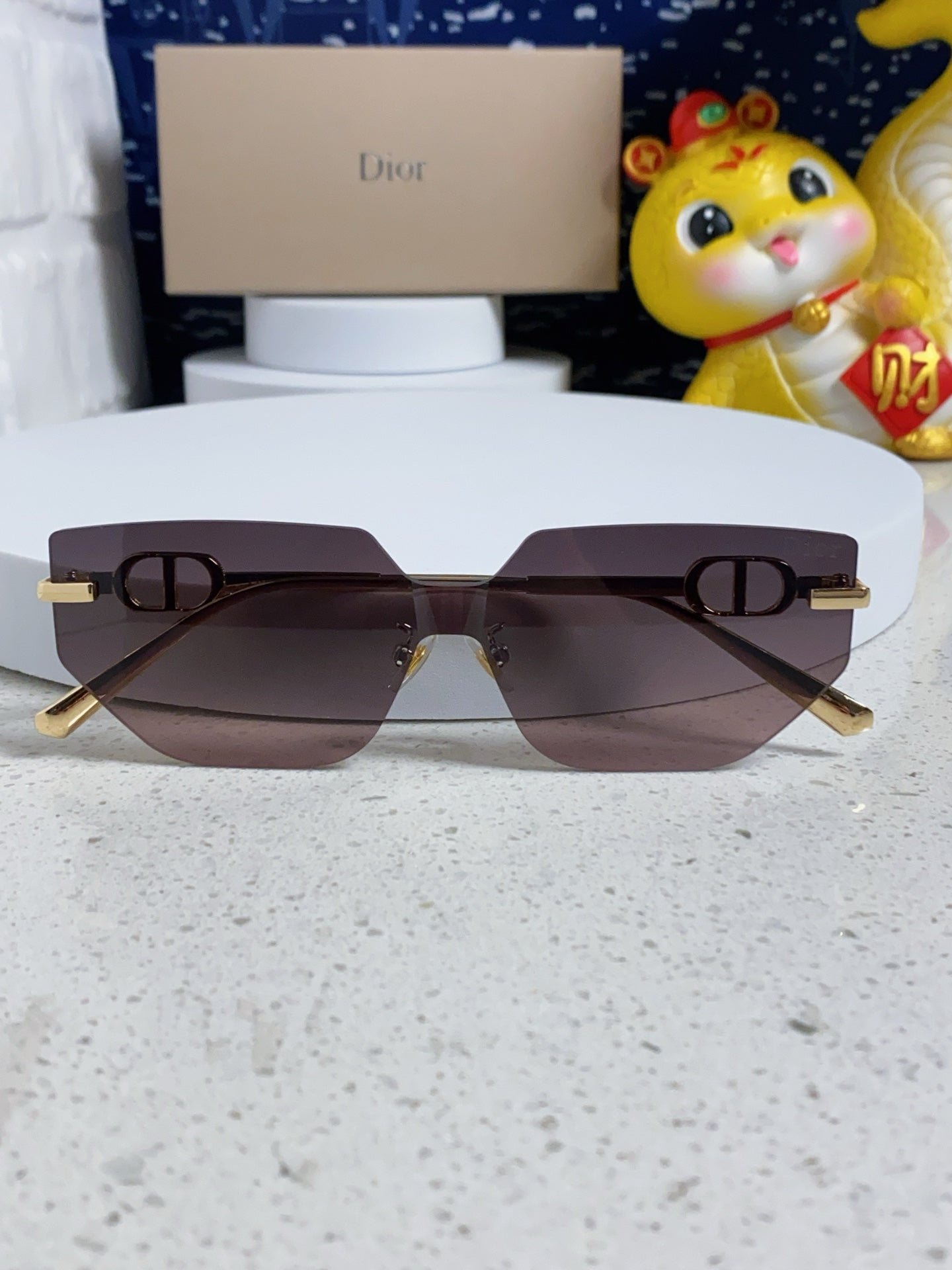 Alternative view of DIOR MONTAIGNE SUNGLASS 563192 IN GOLD METAL BROWN SMOKE LENSES