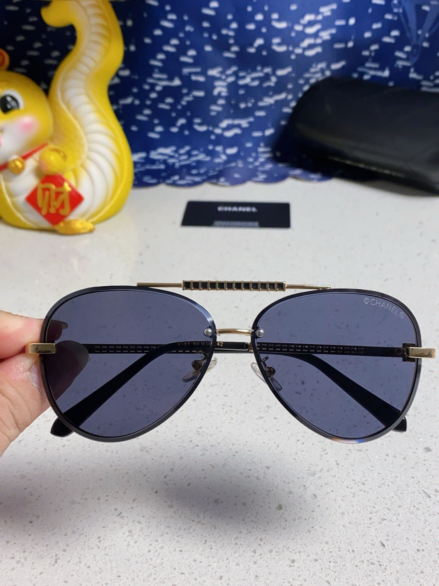Chanel Crystal Aviator Sunglasses - Image 7