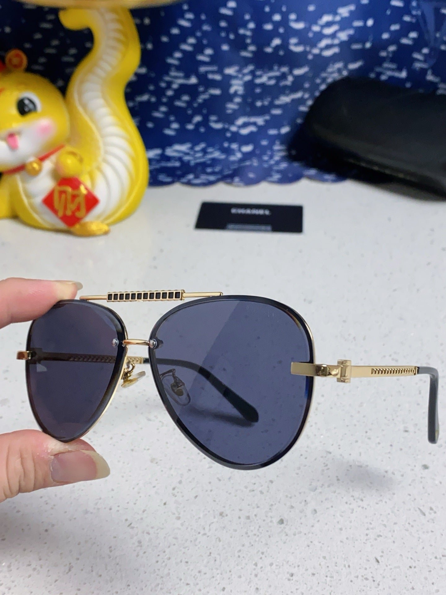 Chanel Crystal Aviator Sunglasses - Image 8