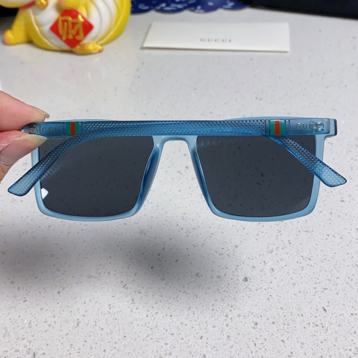 GUCCI Blue Acetate Square Shades - Image 3