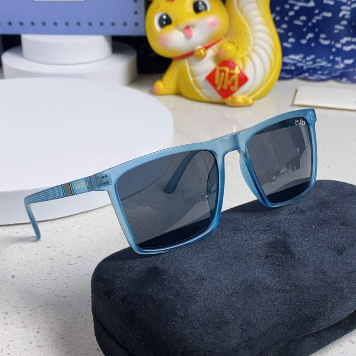 GUCCI Blue Acetate Square Shades - Image 9