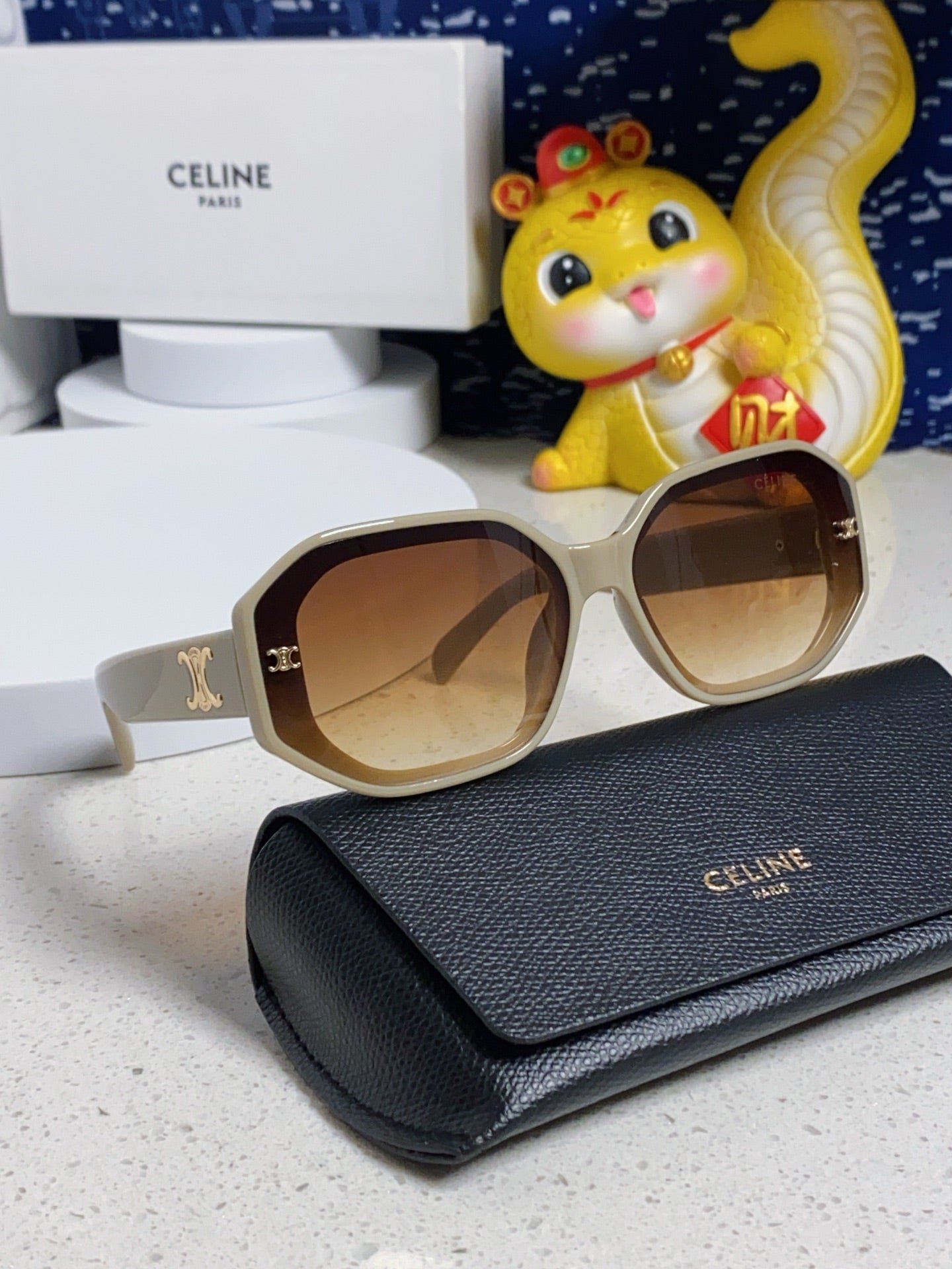 CELINE Beige Hex Lens Shades - Image 4