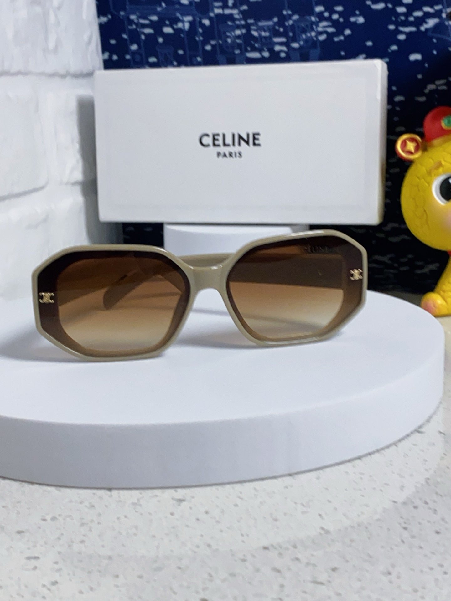 CELINE Beige Hex Lens Shades - Image 8