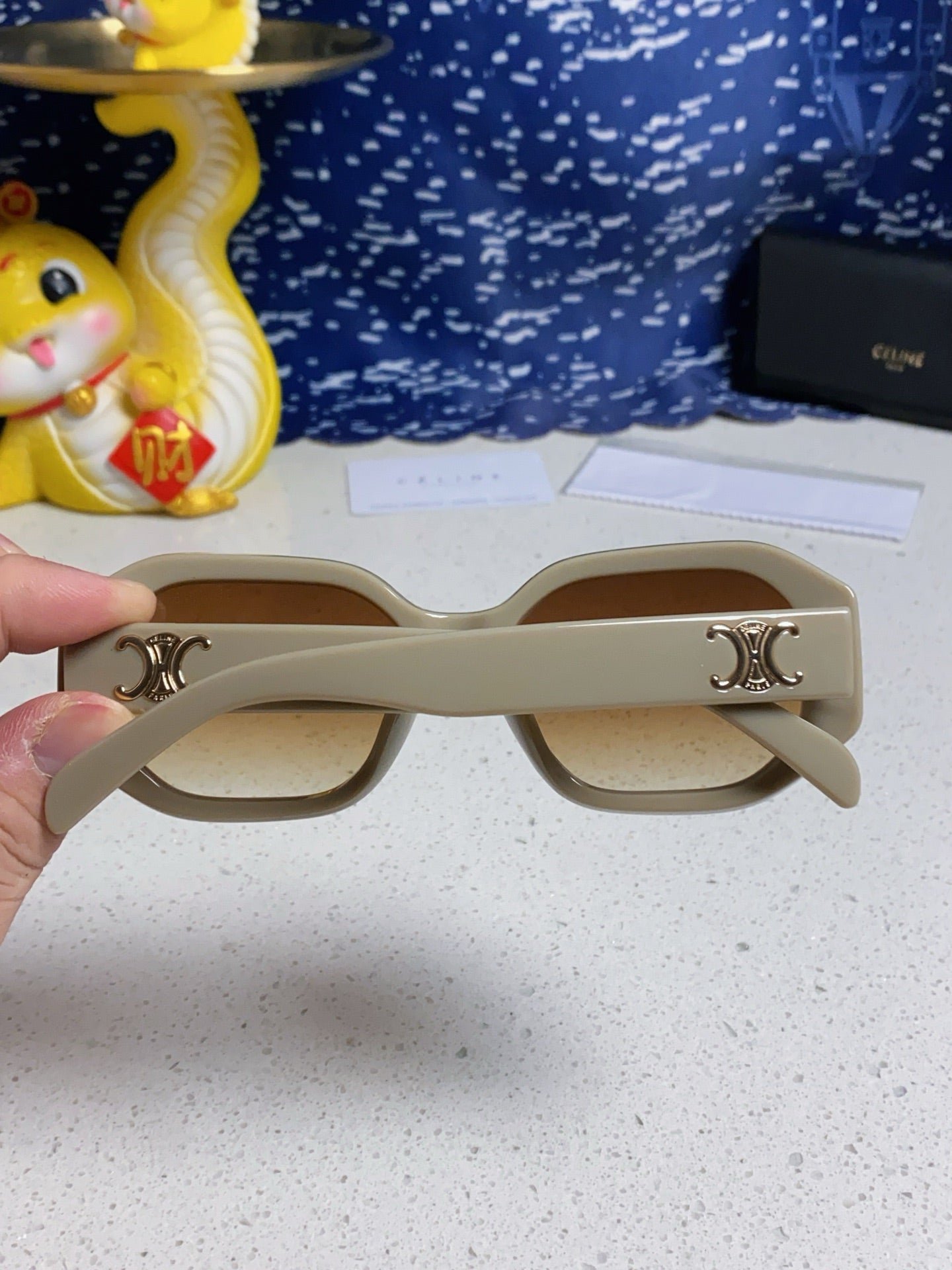 CELINE Beige Hex Lens Shades - Image 9