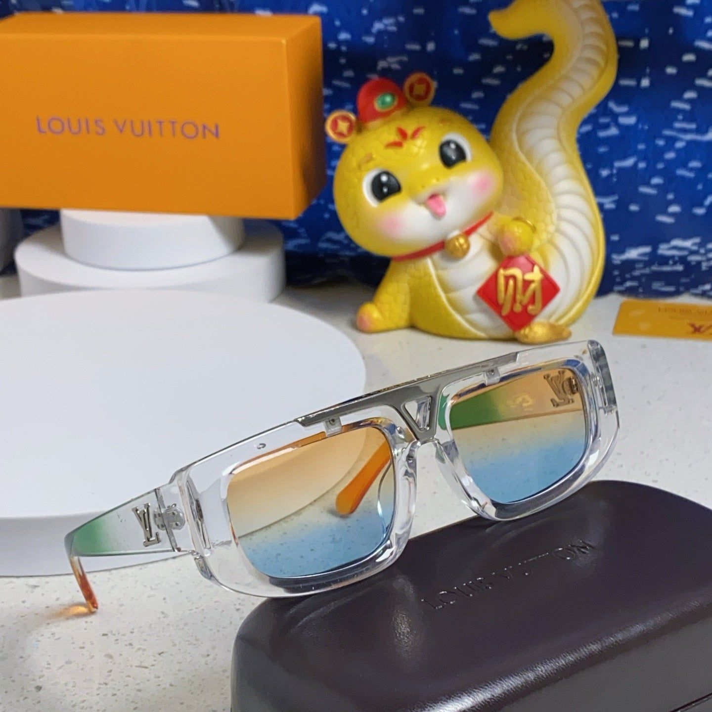 LV Clear Acetate Gradient Square Sunglasses - Image 2