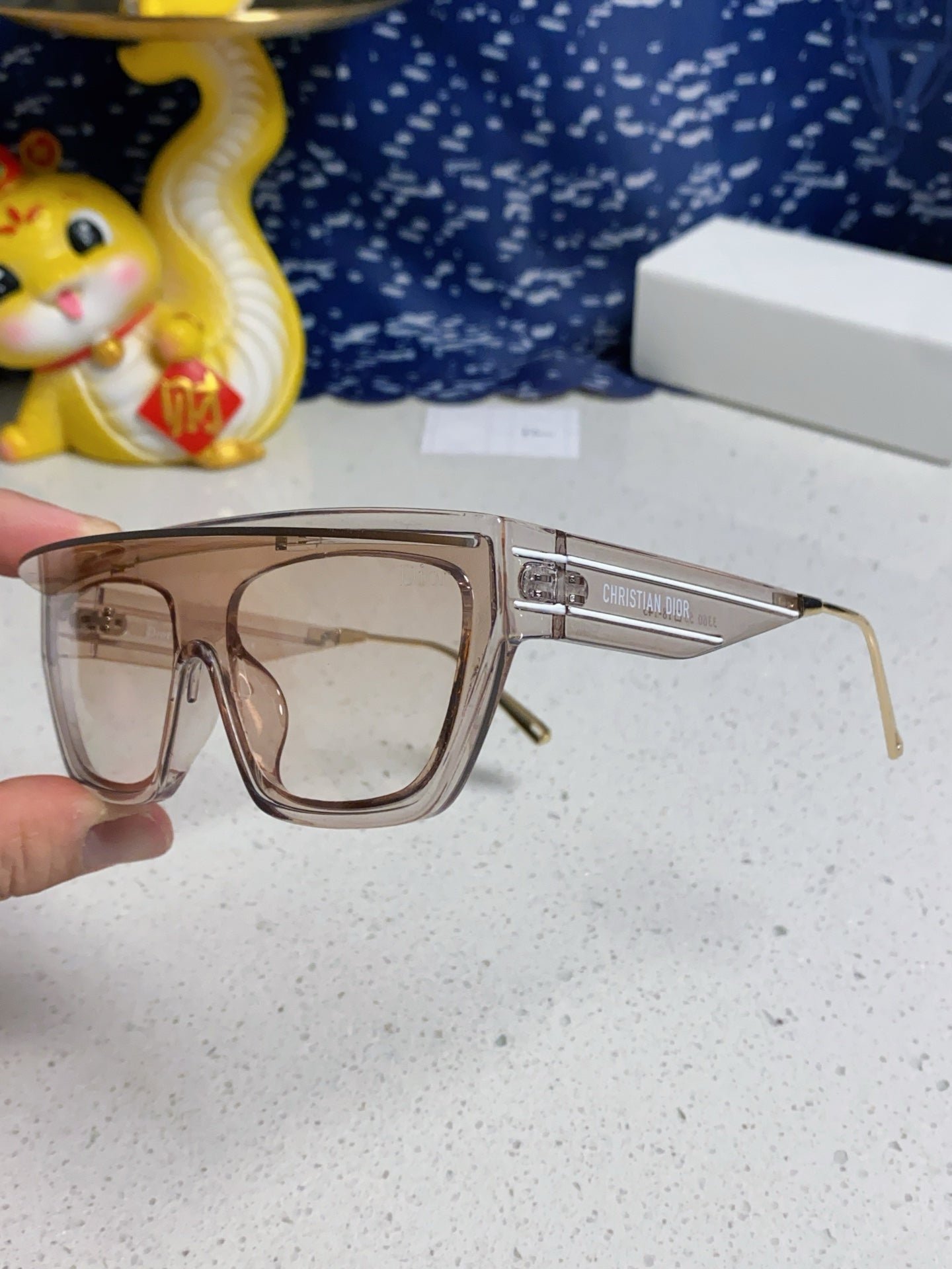 Dior Transparent Brown Shield Sunglasses - Image 4