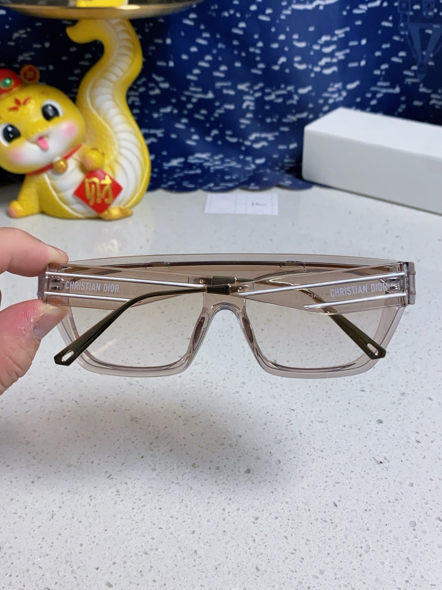 Dior Transparent Brown Shield Sunglasses - Image 5