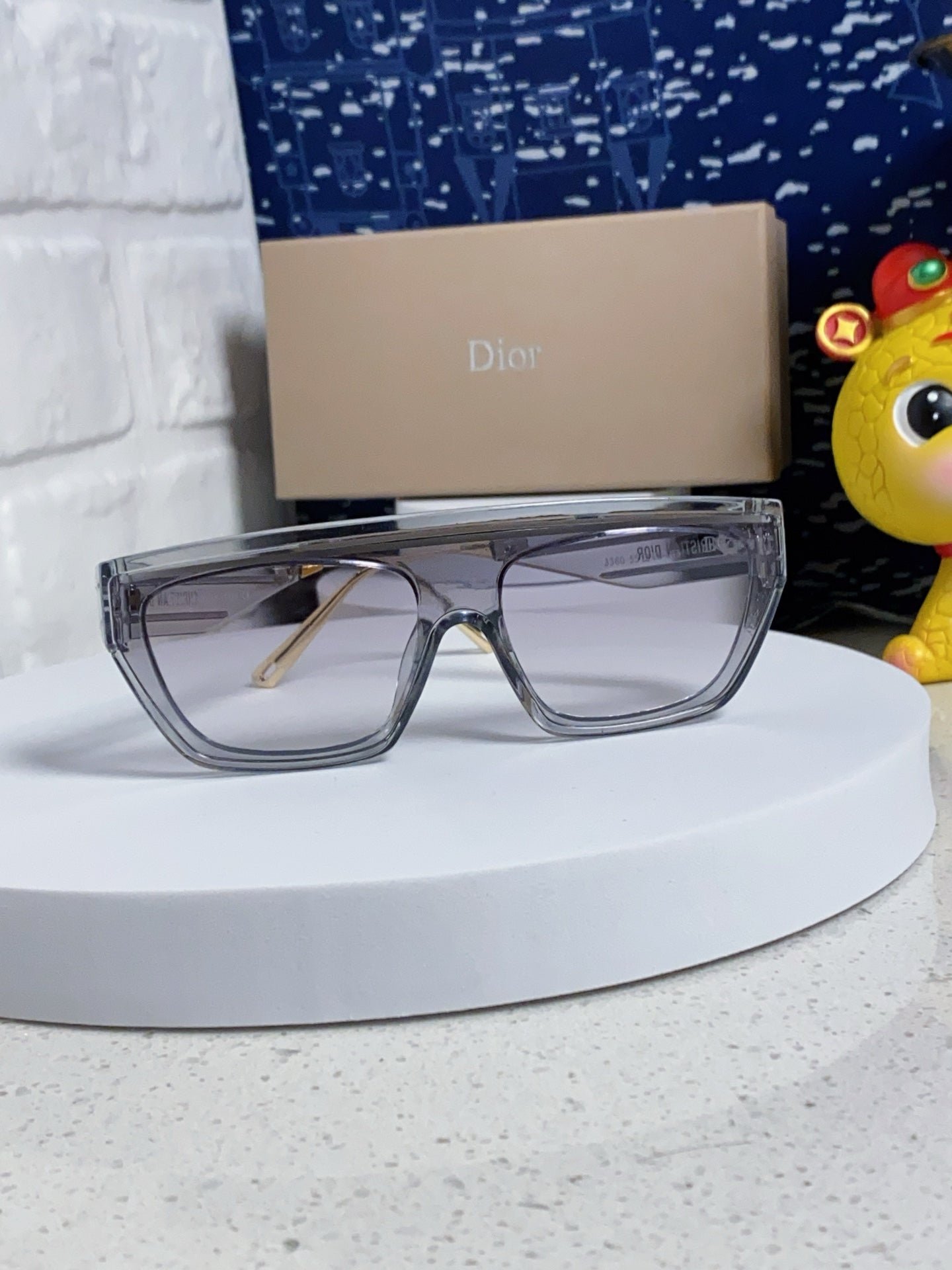 Dior Clear Grey Acetate Shield Sunglasses - Image 5