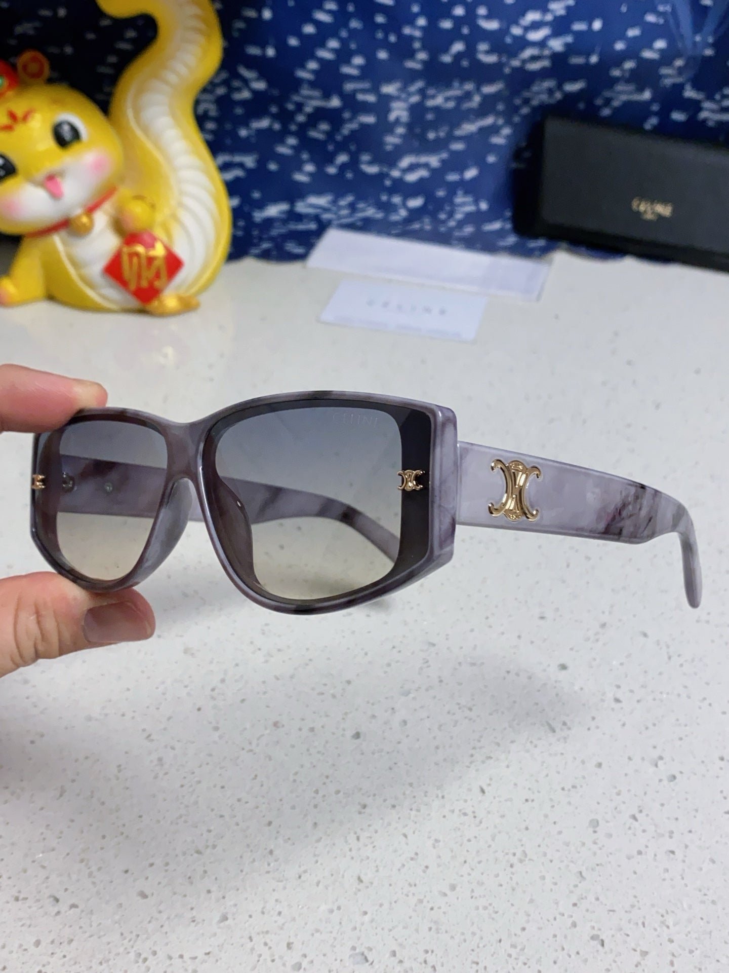 CELINE Grey Marble Square Shades - Image 5