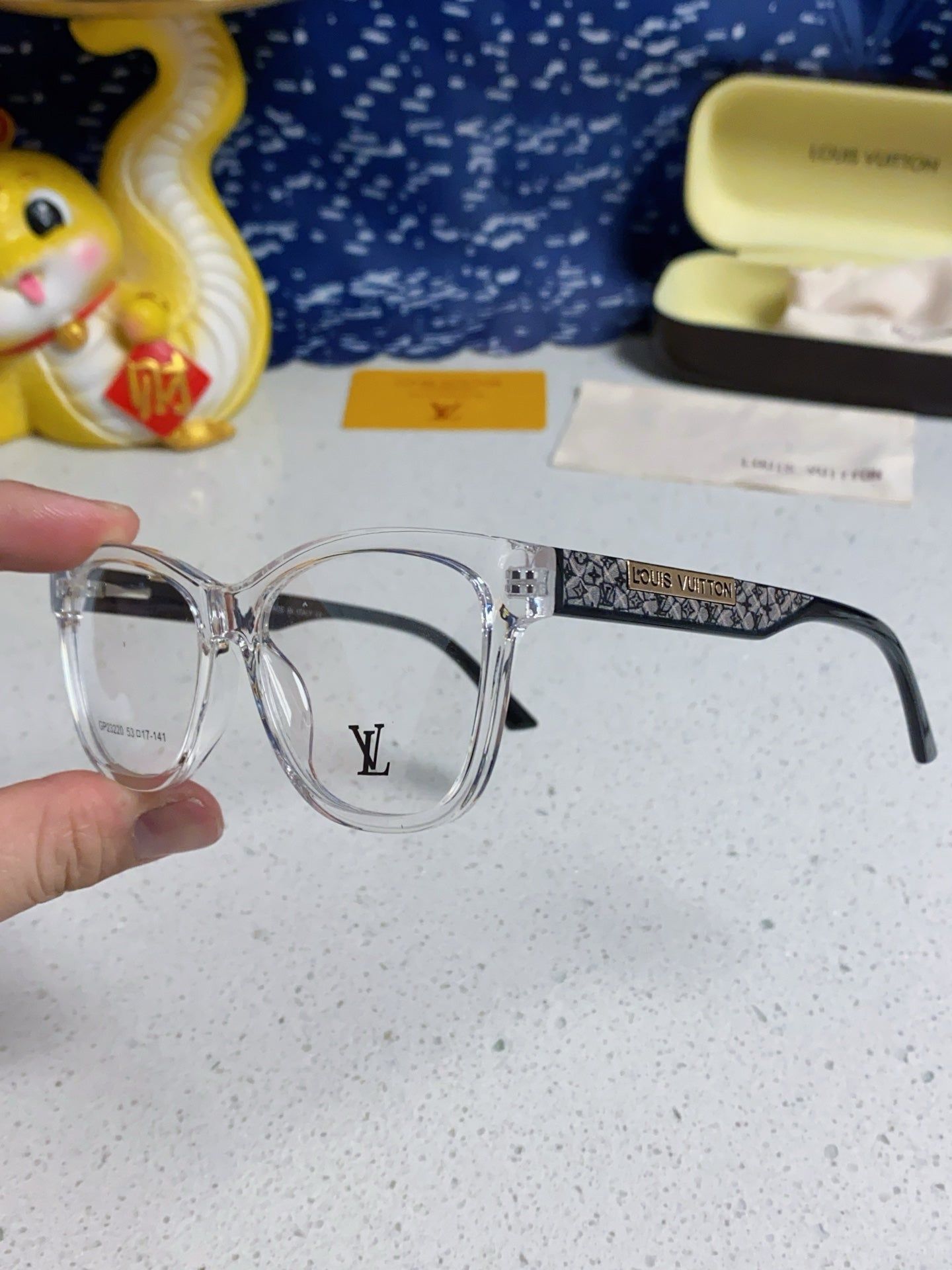LV Clear Acetate Rhinestone Cat-Eye Optical Glasses - Image 2