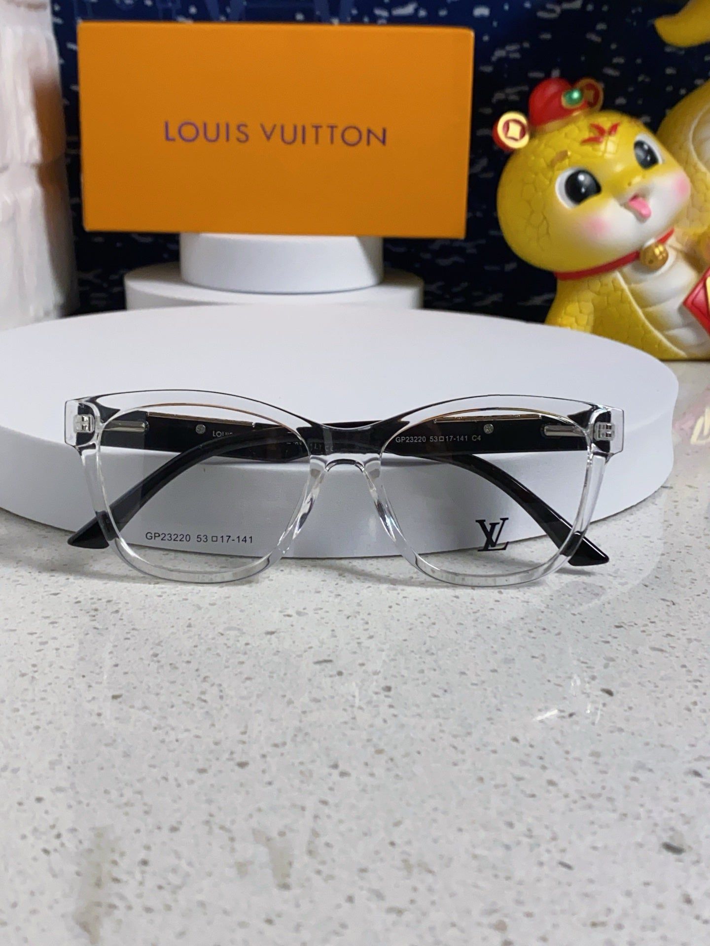 LV Clear Acetate Rhinestone Cat-Eye Optical Glasses - Image 4
