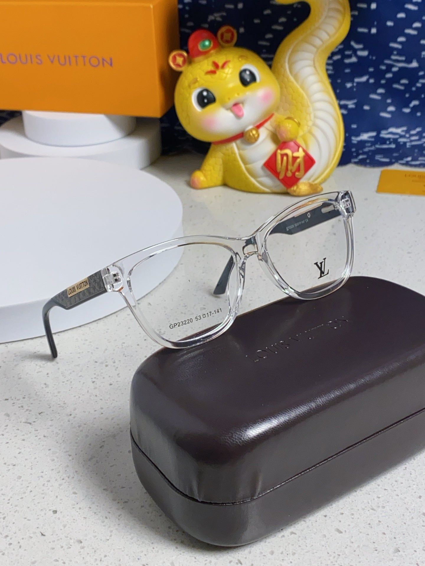 LV Clear Acetate Rhinestone Cat-Eye Optical Glasses - Image 7